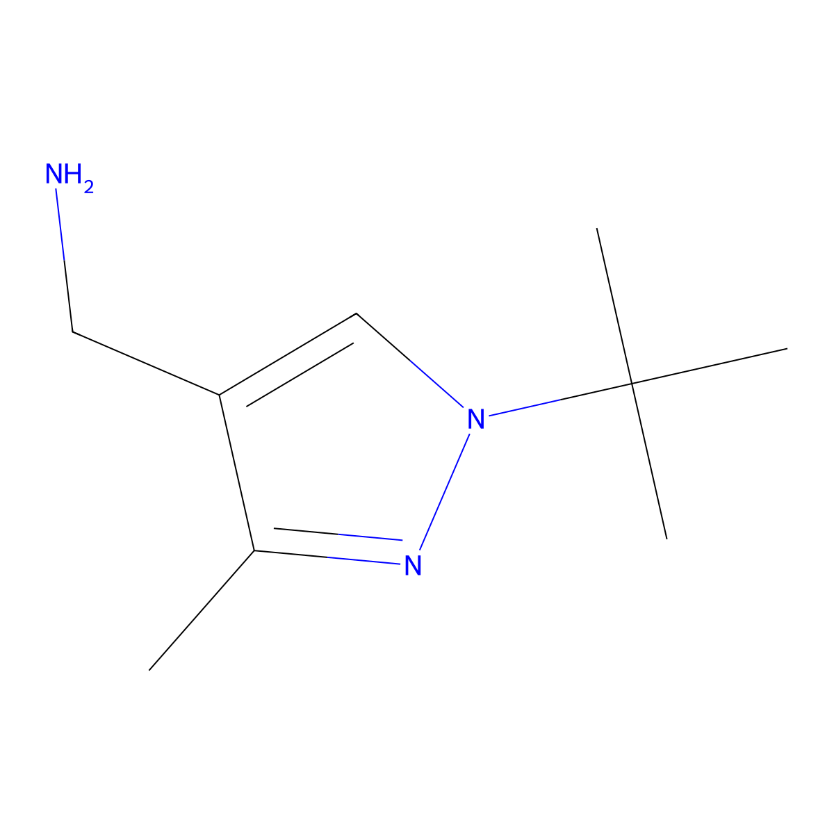 (1-(tert-Butyl)-3-methyl-1H-pyrazol-4-yl)methanamine molecular structure, CAS 1211580-93-6