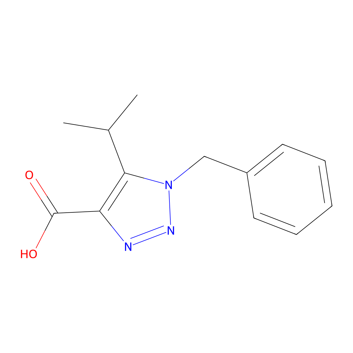 1-benzyl-5-isopropyl-1H-1,2,3-triazole-4-carboxylic acid molecular structure, CAS 1211581-04-2