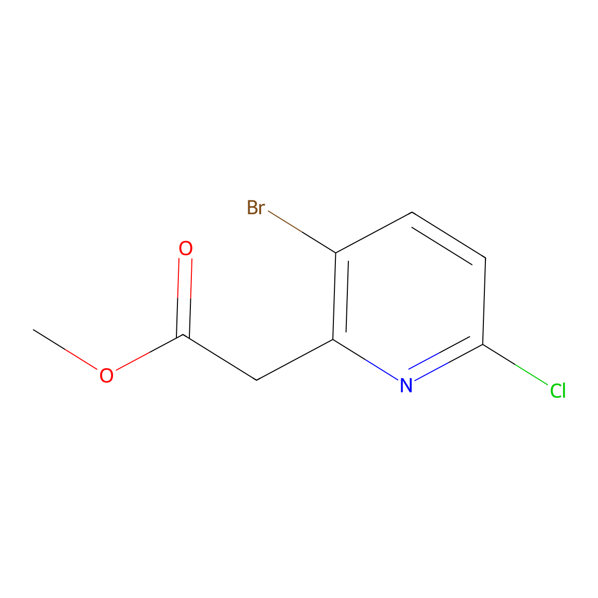Methyl 2-(3-bromo-6-chloro-2-pyridyl)acetate molecular structure, CAS 1211581-13-3