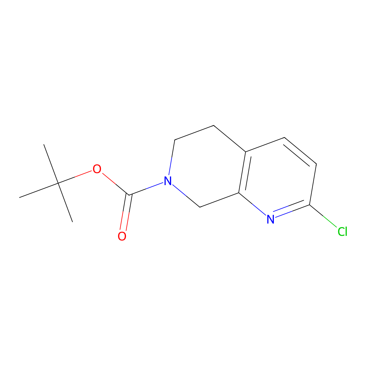 Tert-butyl 2-chloro-5,6,7,8-tetrahydro-1,7-naphthyridine-7-carboxylate molecular structure, CAS 1211581-54-2