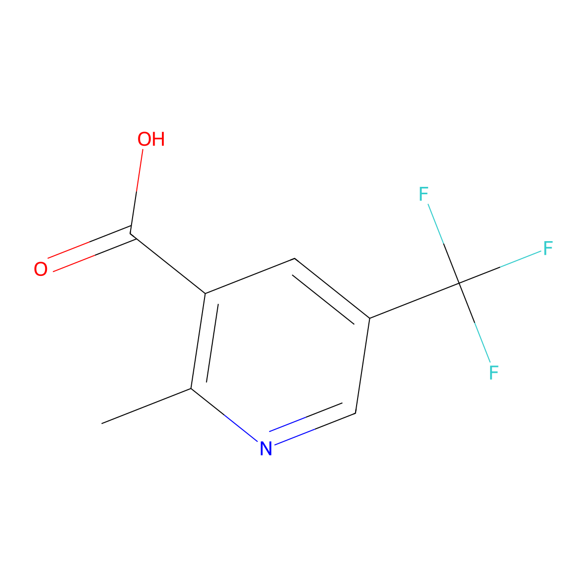2-Methyl-5-(trifluoromethyl)pyridine-3-carboxylic acid molecular structure, CAS 1211581-65-5
