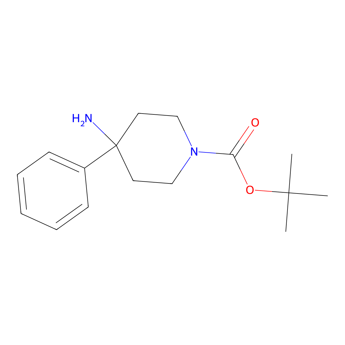 1,1-Dimethylethyl 4-amino-4-phenyl-1-piperidinecarboxylate molecular structure, CAS 1211581-86-0