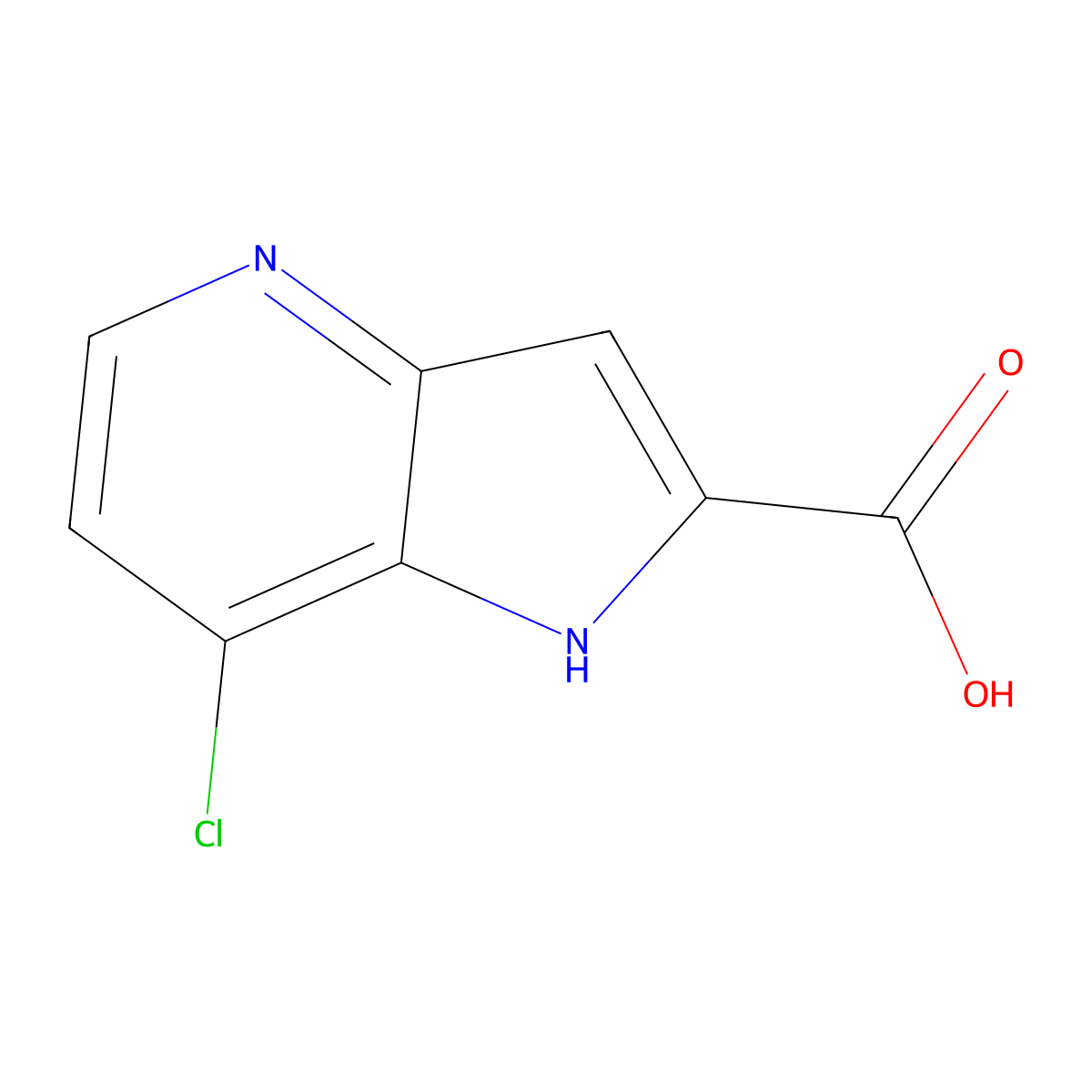 7-chloro-1H-pyrrolo[3,2-b]pyridine-2-carboxylic acid molecular structure, CAS 1211582-02-3
