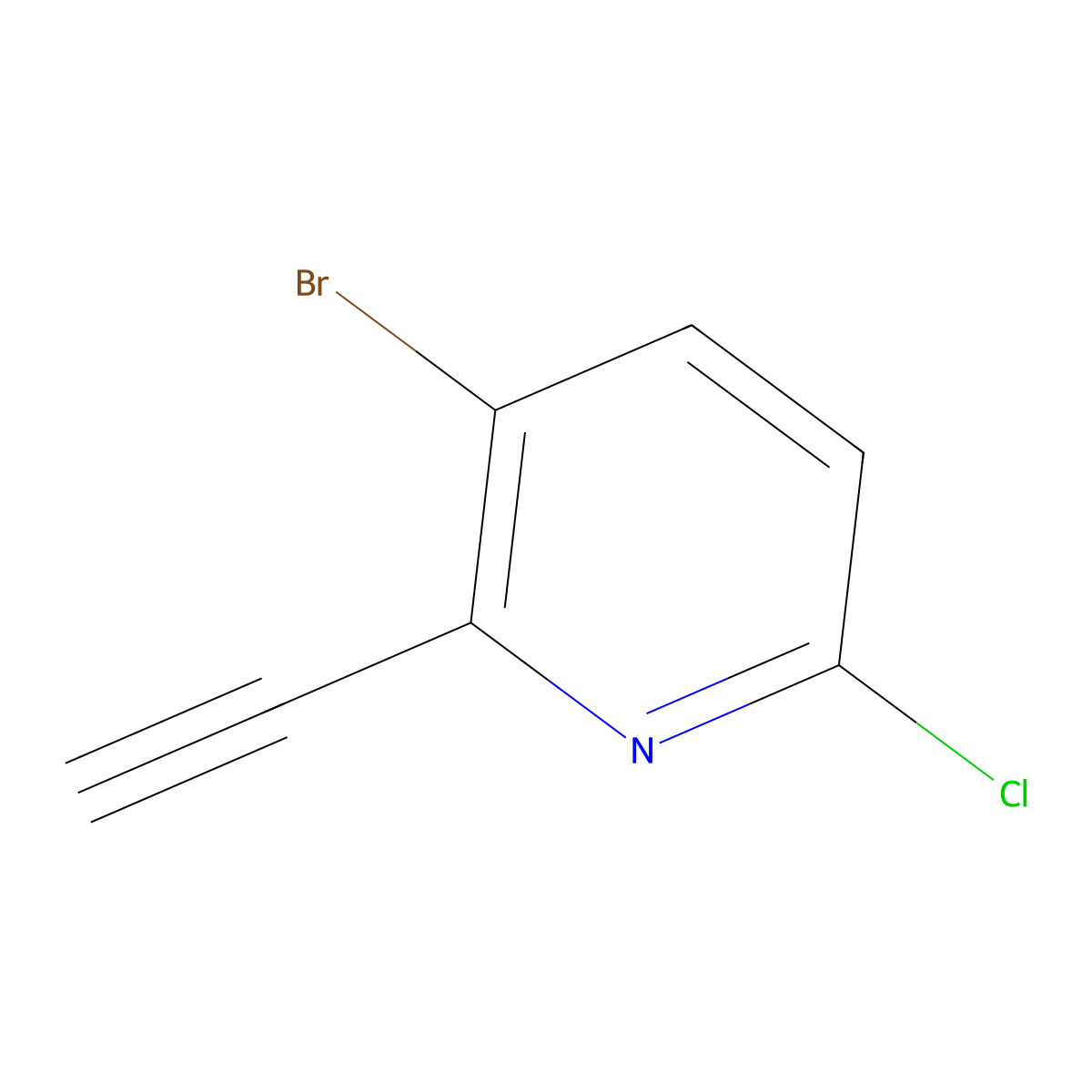 3-Bromo-6-chloro-2-ethynylpyridine molecular structure, CAS 1211582-34-1