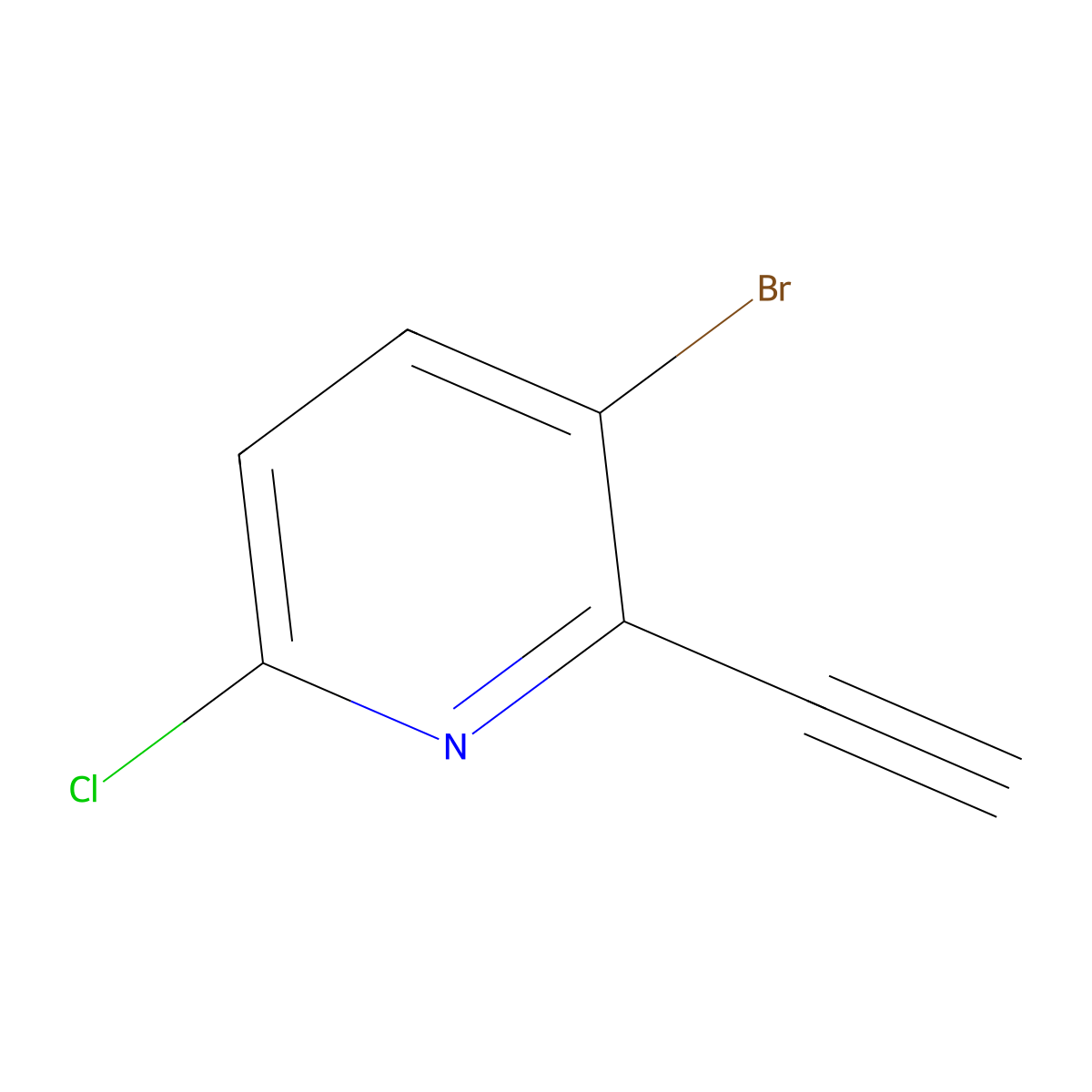 3-Bromo-6-chloro-2-ethynylpyridine molecular structure, CAS 1211582-34-1