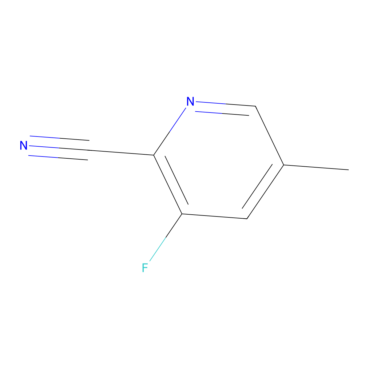 3-Fluoro-5-methylpicolinonitrile molecular structure, CAS 1211582-53-4