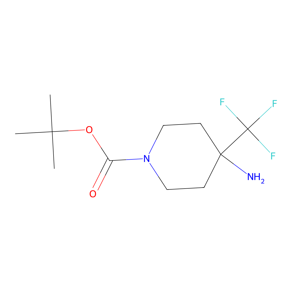 Tert-butyl 4-amino-4-(trifluoromethyl)piperidine-1-carboxylate molecular structure, CAS 1211582-61-4