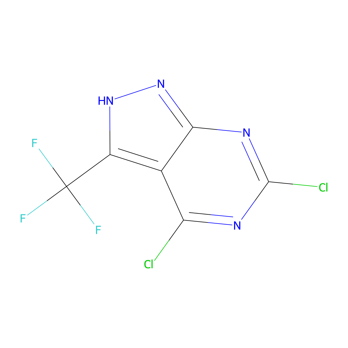 4,6-Dichloro-3-(trifluoromethyl)-1H-pyrazolo[3,4-d]pyrimidine molecular structure, CAS 1211582-86-3