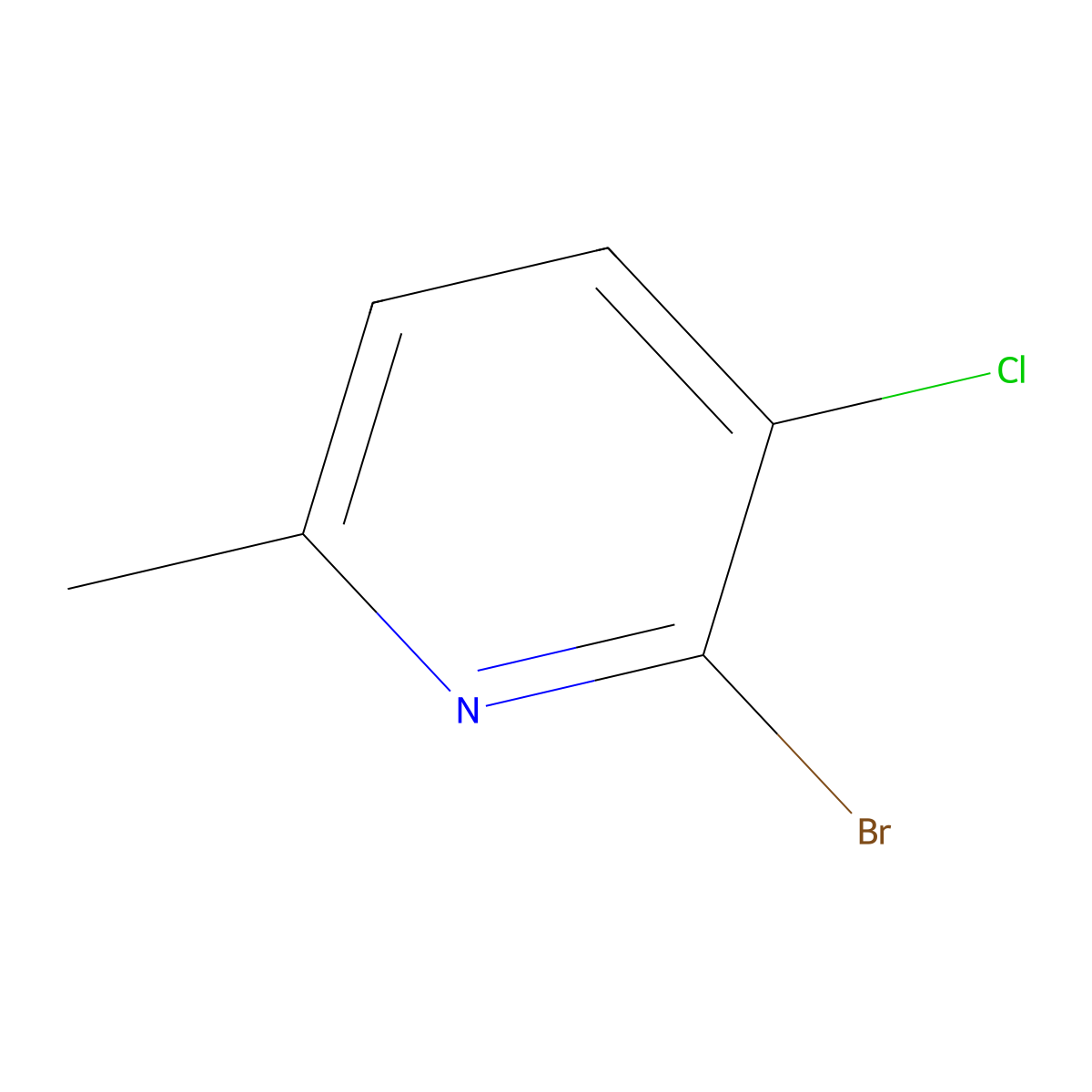 2-Bromo-3-chloro-6-methylpyridine molecular structure, CAS 1211582-97-6