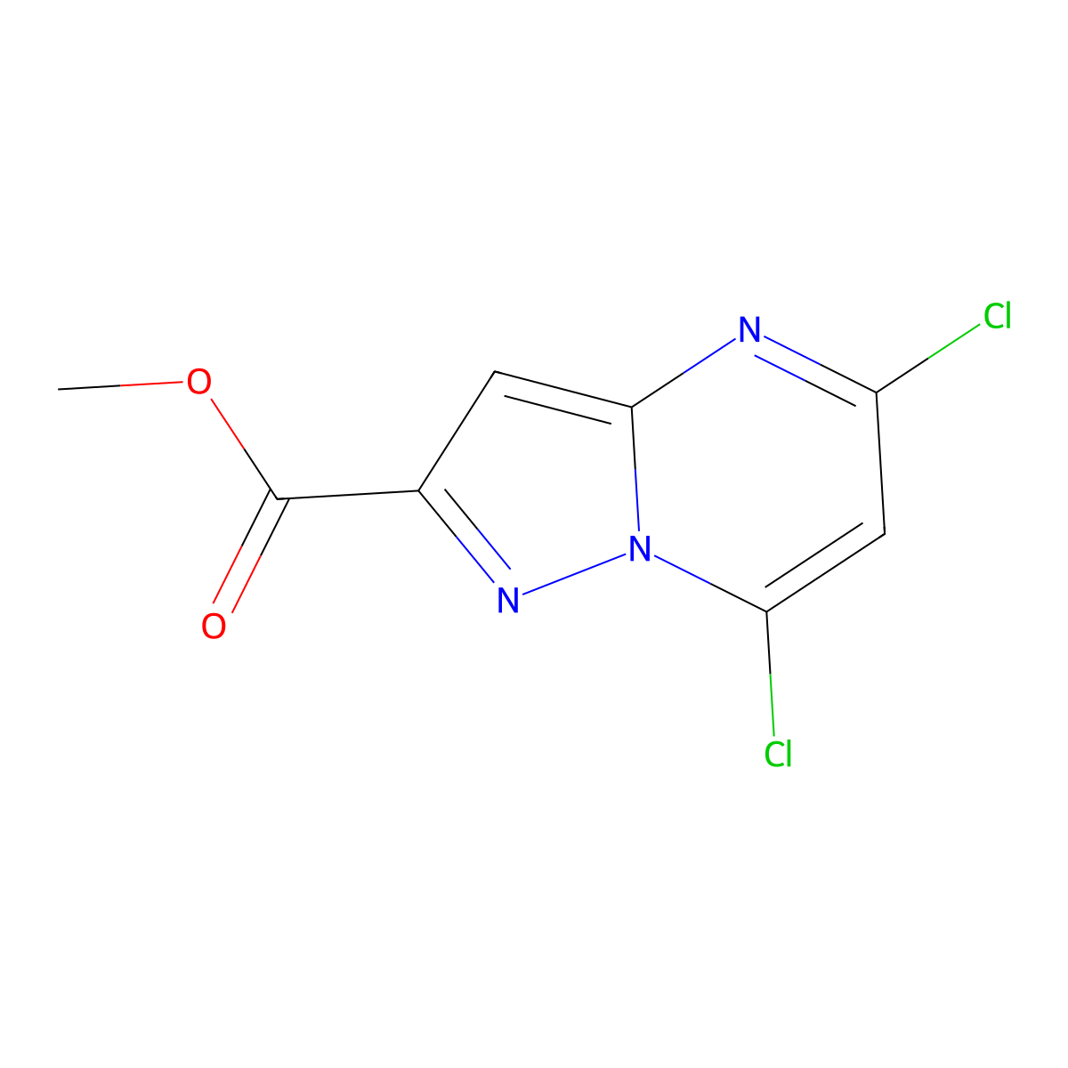 Methyl 5,7-dichloropyrazolo[1,5-a]pyrimidine-2-carboxylate molecular structure, CAS 1211583-00-4