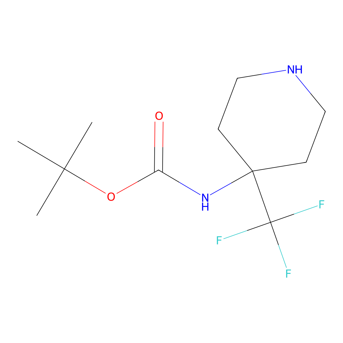 tert-Butyl (4-(trifluoromethyl)piperidin-4-yl)carbamate molecular structure, CAS 1211583-41-3