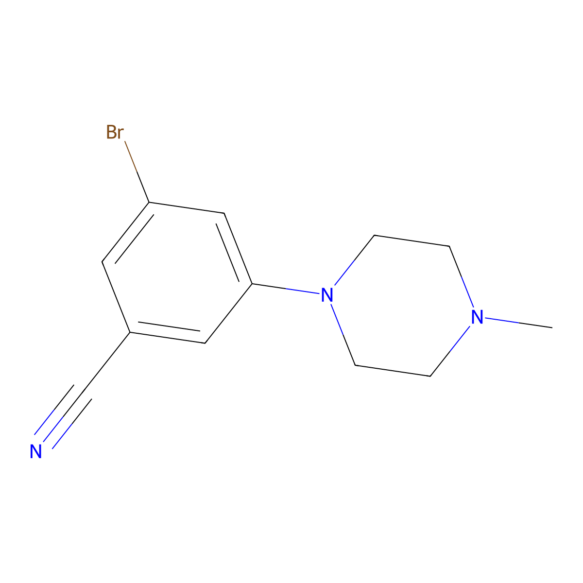 3-Bromo-5-(4-methyl-1-piperazinyl)benzonitrile molecular structure, CAS 1211583-75-3