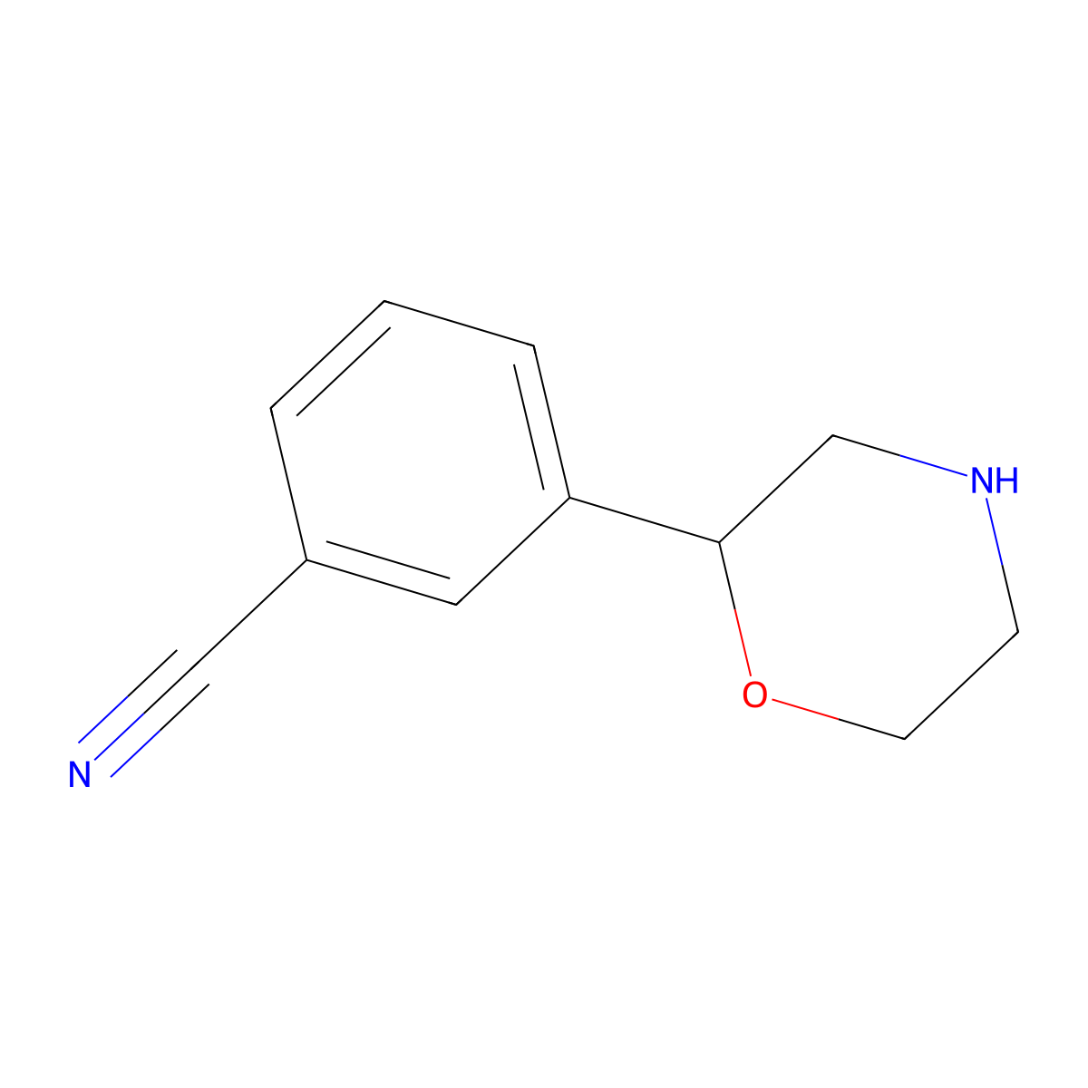 3-(Morpholin-2-yl)benzonitrile molecular structure, CAS 1211583-80-0
