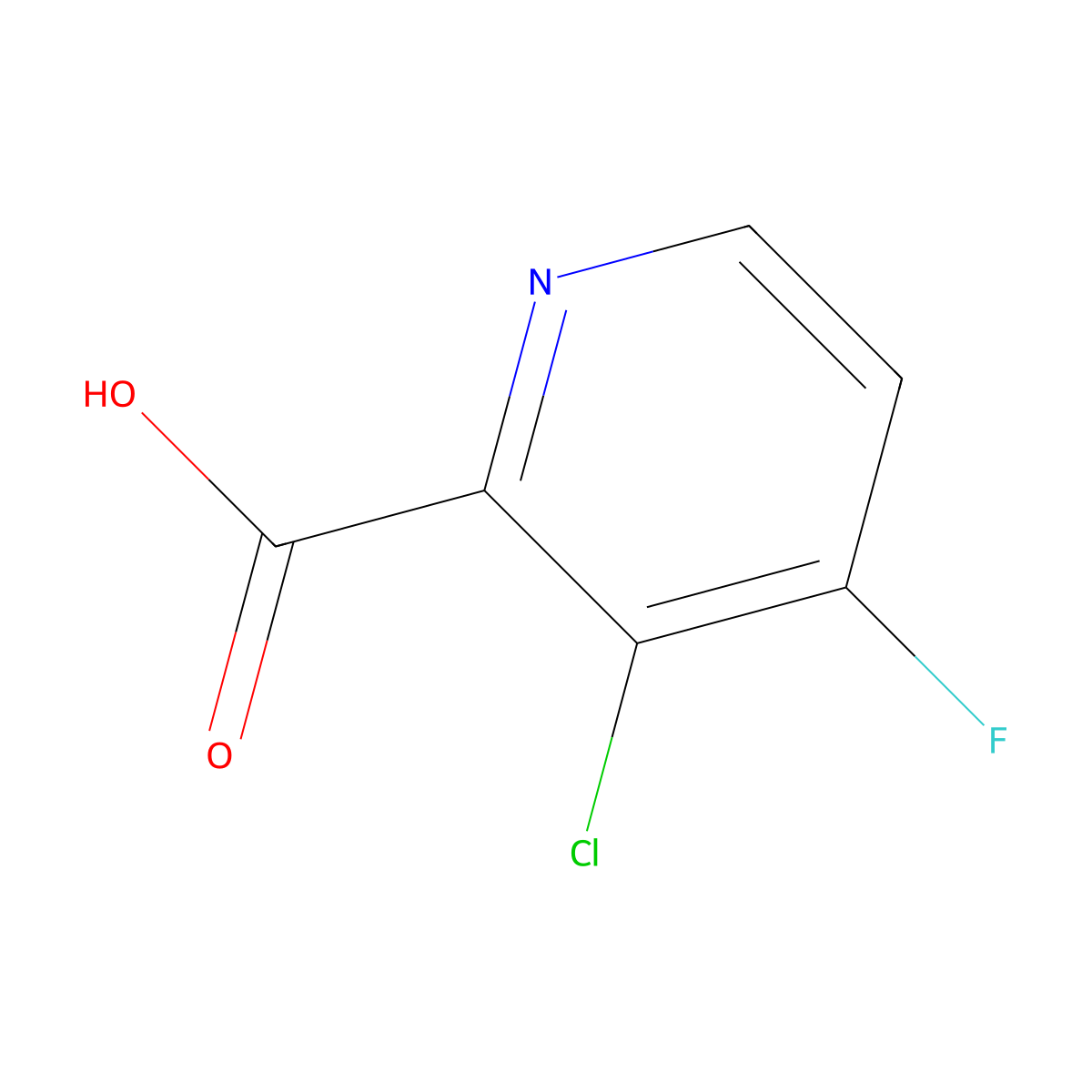 3-Chloro-4-fluoropyridine-2-carboxylic acid molecular structure, CAS 1211583-93-5