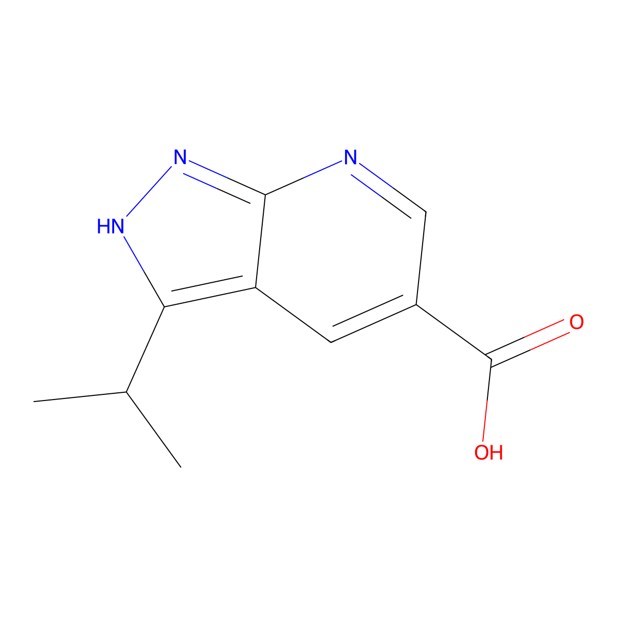 3-(propan-2-yl)-1H-pyrazolo[3,4-b]pyridine-5-carboxylic acid molecular structure, CAS 1211584-20-1