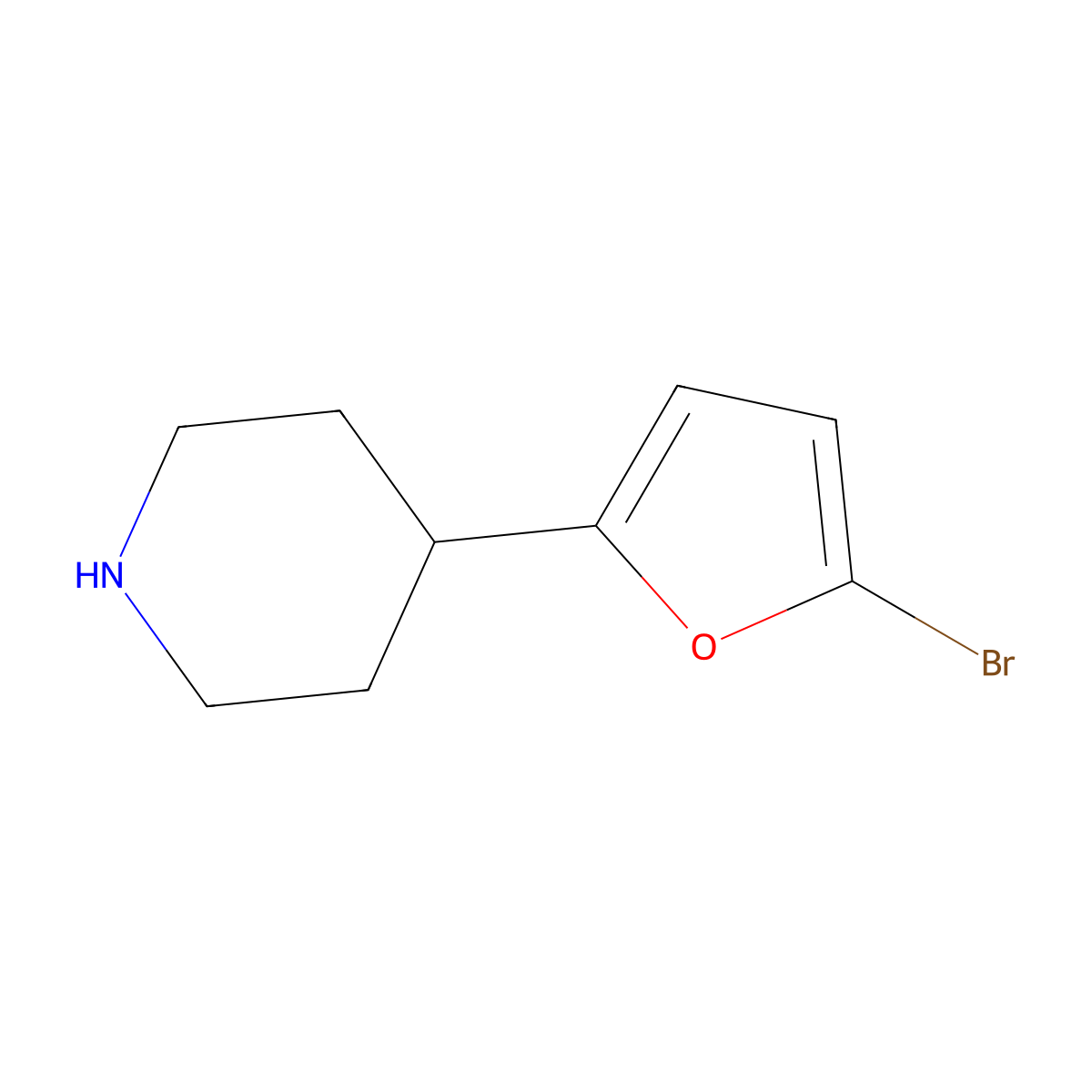 4-(5-Bromofuran-2-yl)piperidine molecular structure, CAS 1211584-79-0