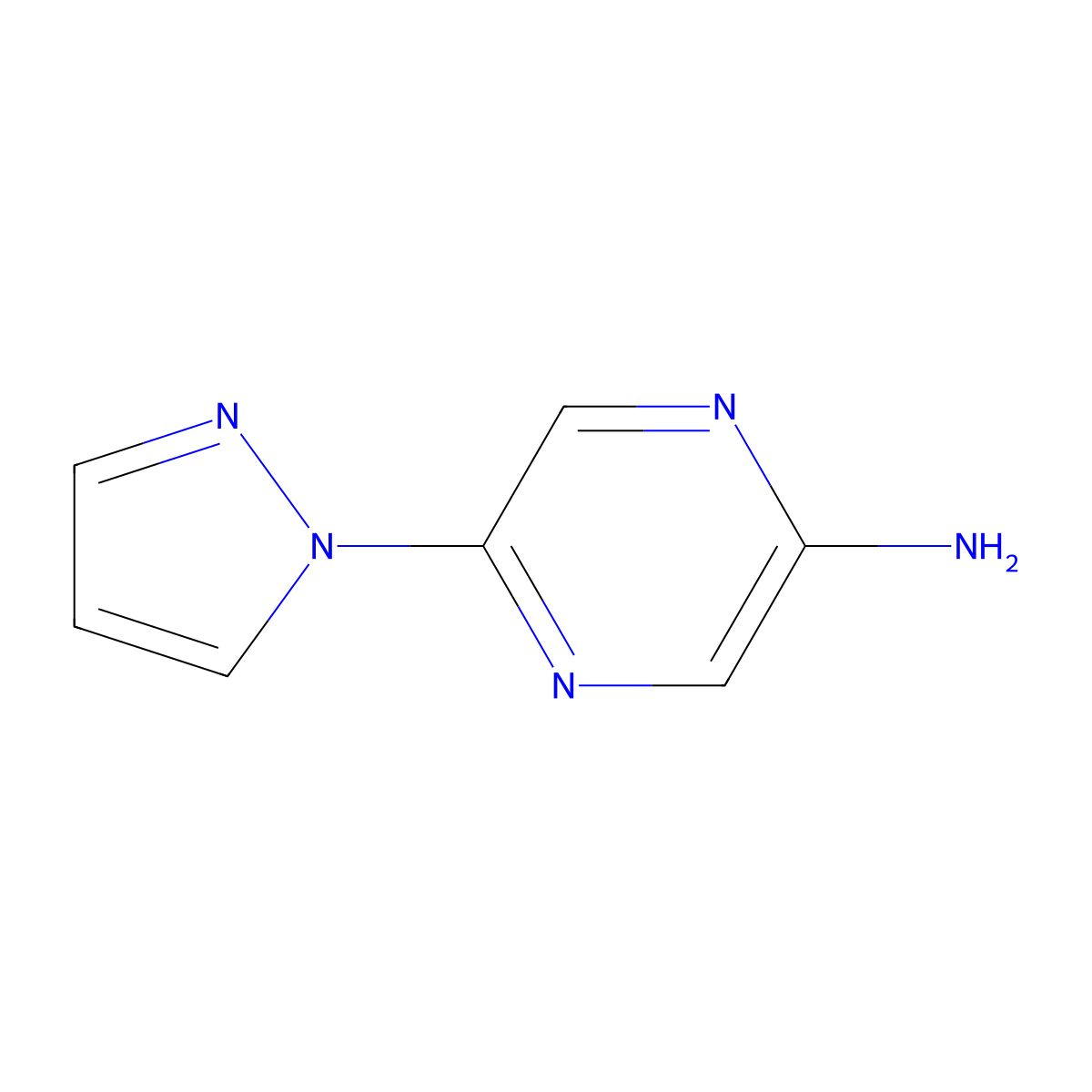 2-Amino-5-(1H-pyrazol-1-yl)pyrazine molecular structure, CAS 1211584-88-1