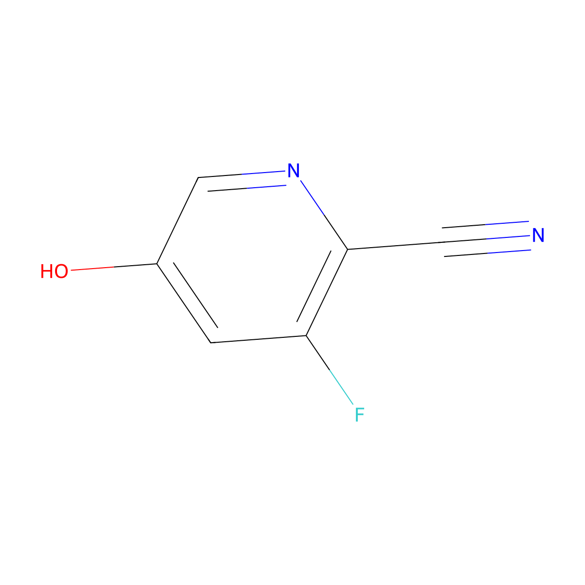 3-Fluoro-5-hydroxypicolinonitrile molecular structure, CAS 1211584-91-6