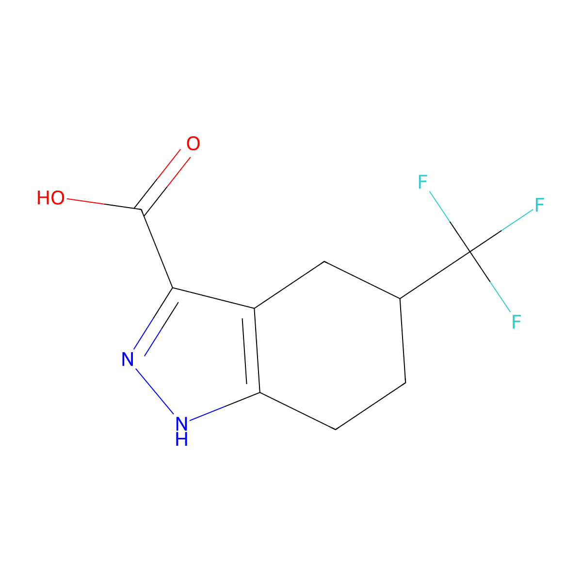 5-(Trifluoromethyl)-4,5,6,7-tetrahydro-1H-indazole-3-carboxylic acid molecular structure, CAS 1211585-38-4