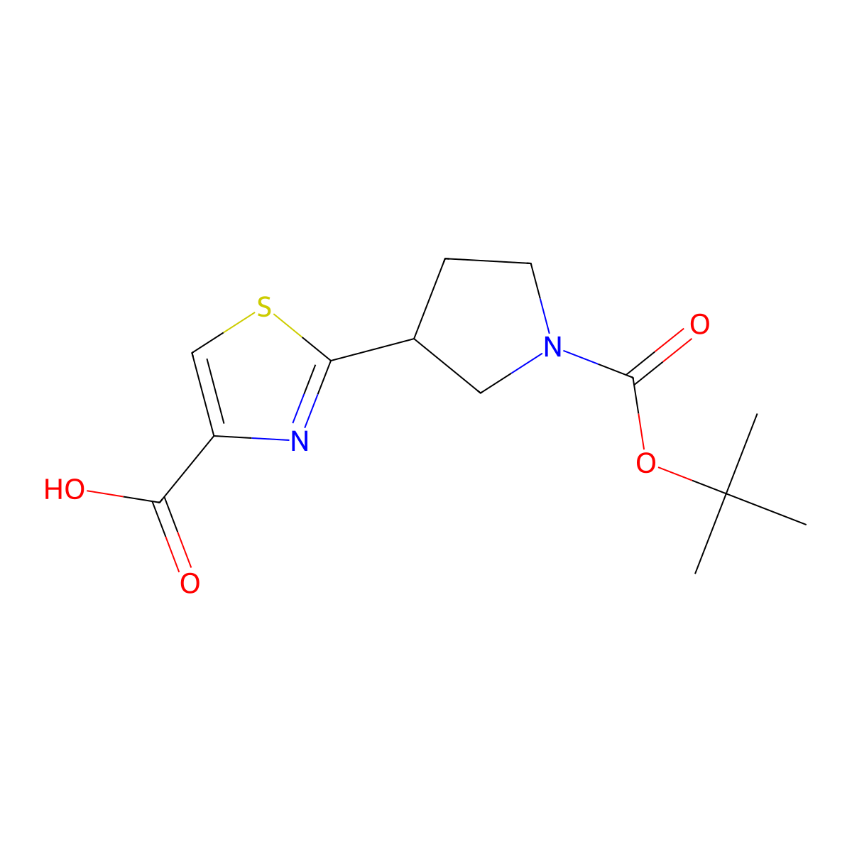 2-{1-[(Tert-butoxy)carbonyl]pyrrolidin-3-yl}-1,3-thiazole-4-carboxylic acid molecular structure, CAS 1211585-39-5