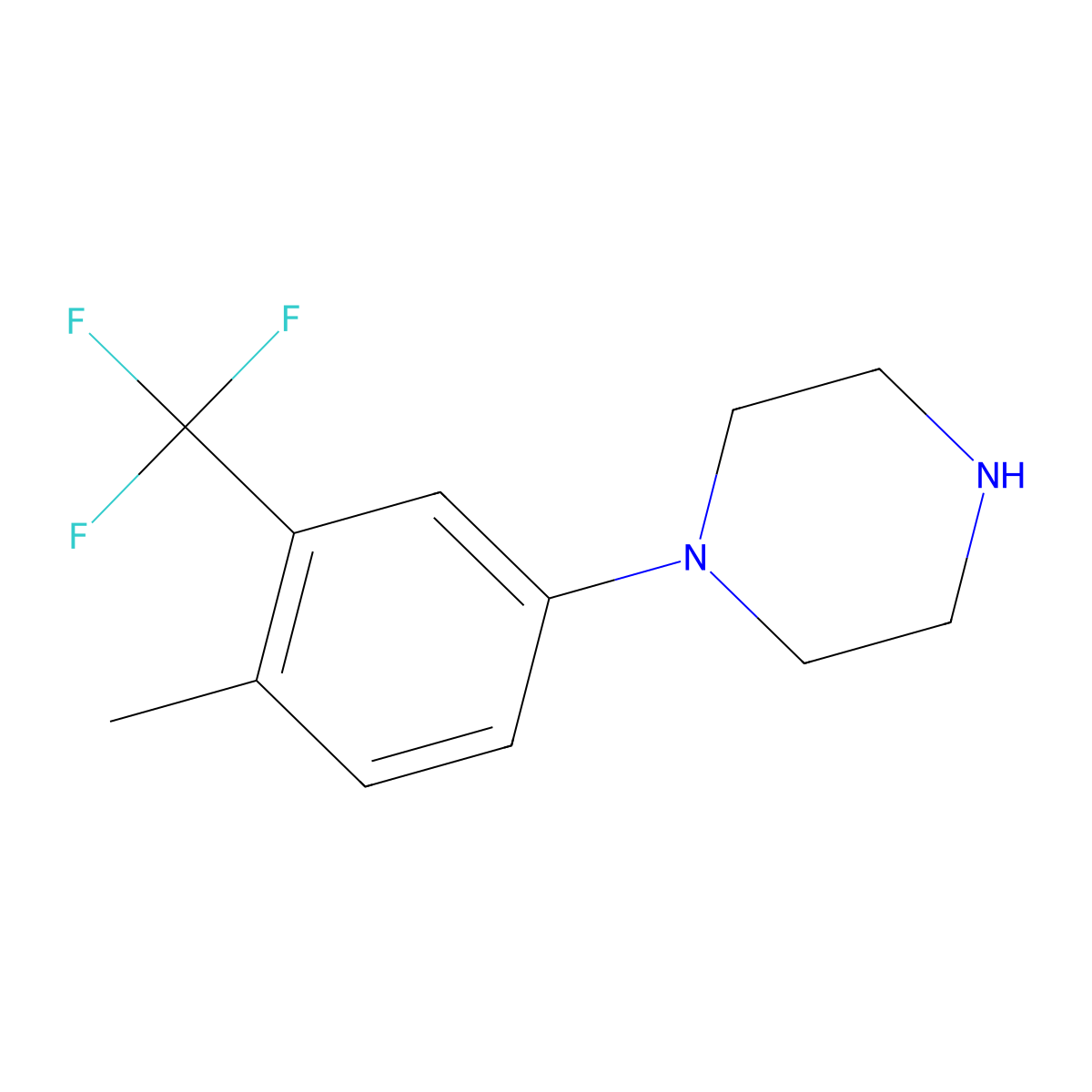 1-(4-Methyl-3-(trifluoromethyl)phenyl)piperazine molecular structure, CAS 1211585-51-1