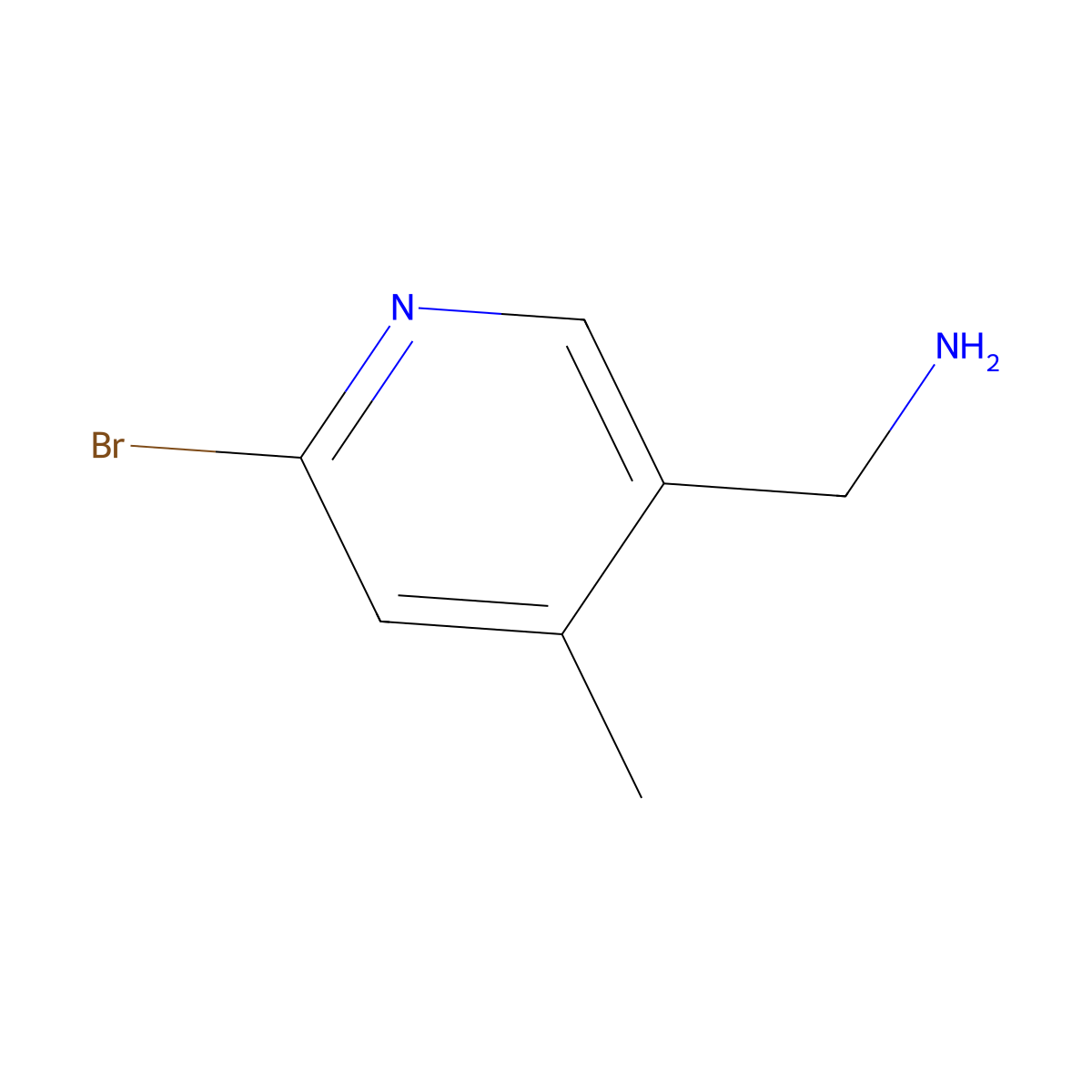 (6-Bromo-4-methylpyridin-3-yl)methanamine molecular structure, CAS 1211585-93-1