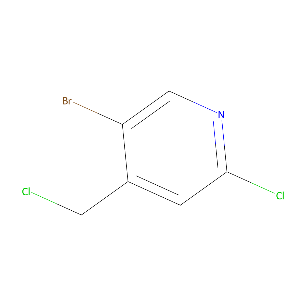 5-Bromo-2-chloro-4-(chloromethyl)pyridine molecular structure, CAS 1211586-44-5