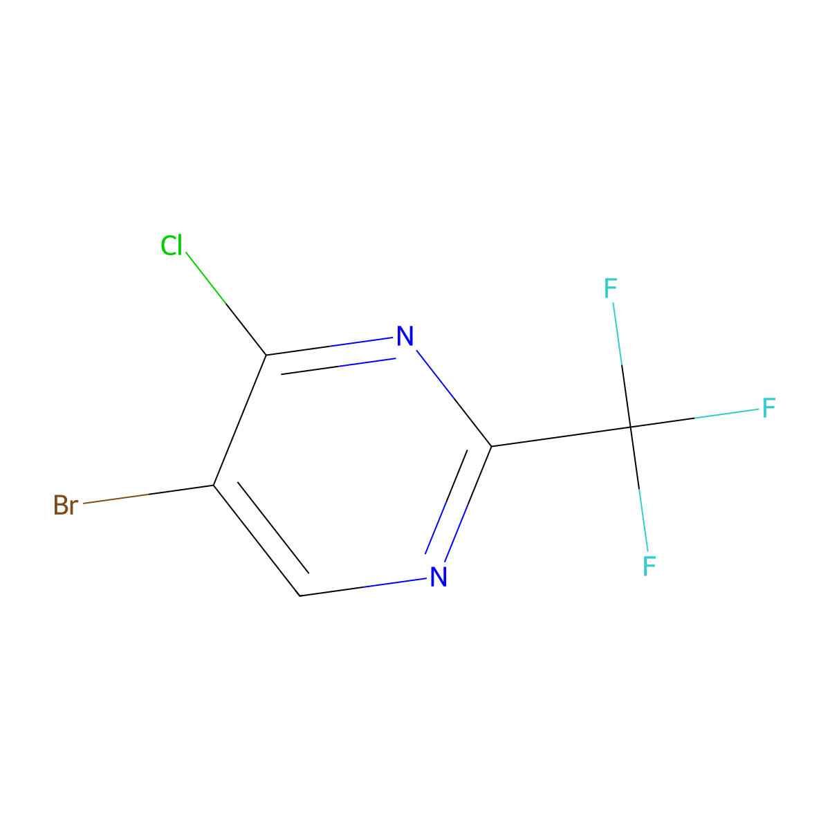 5-Bromo-4-chloro-2-(trifluoromethyl)pyrimidine molecular structure, CAS 1211586-58-1