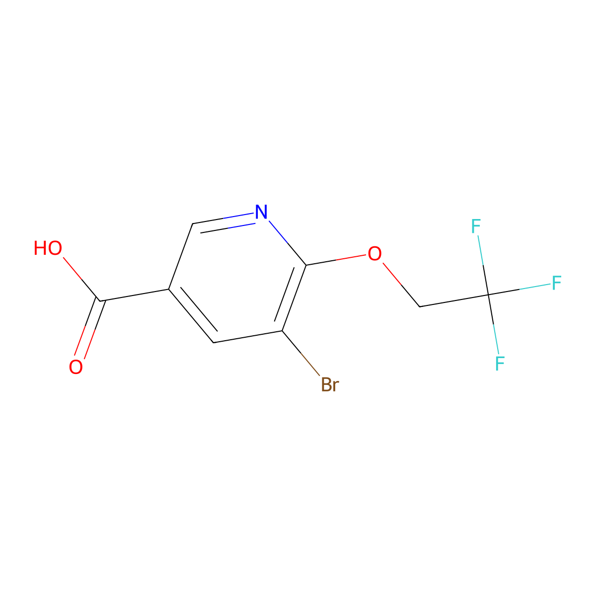 5-Bromo-6-(2,2,2-trifluoroethoxy)-3-pyridinecarboxylic acid molecular structure, CAS 1211586-75-2