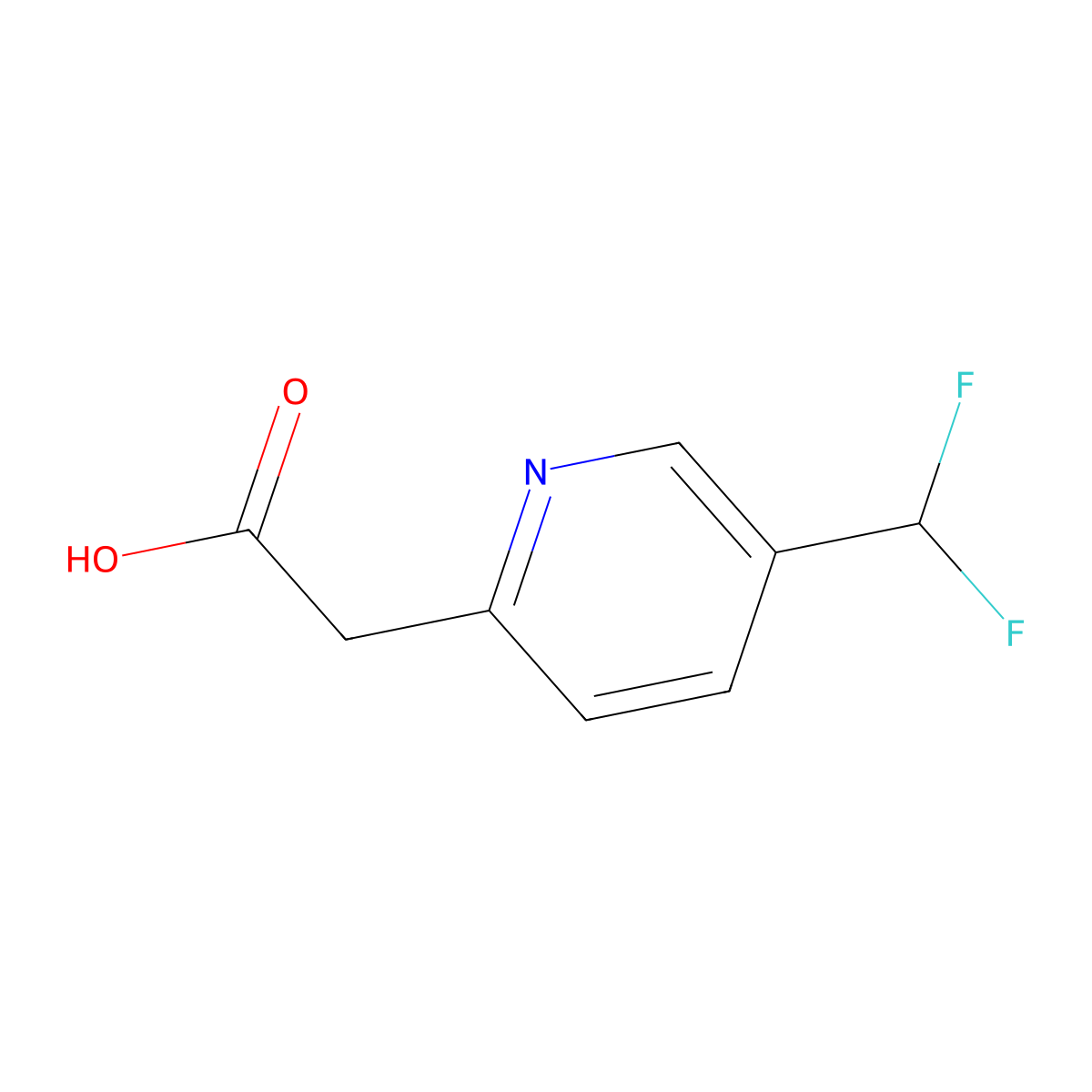 2-[5-(Difluoromethyl)pyridin-2-yl]acetic acid molecular structure, CAS 1211587-21-1
