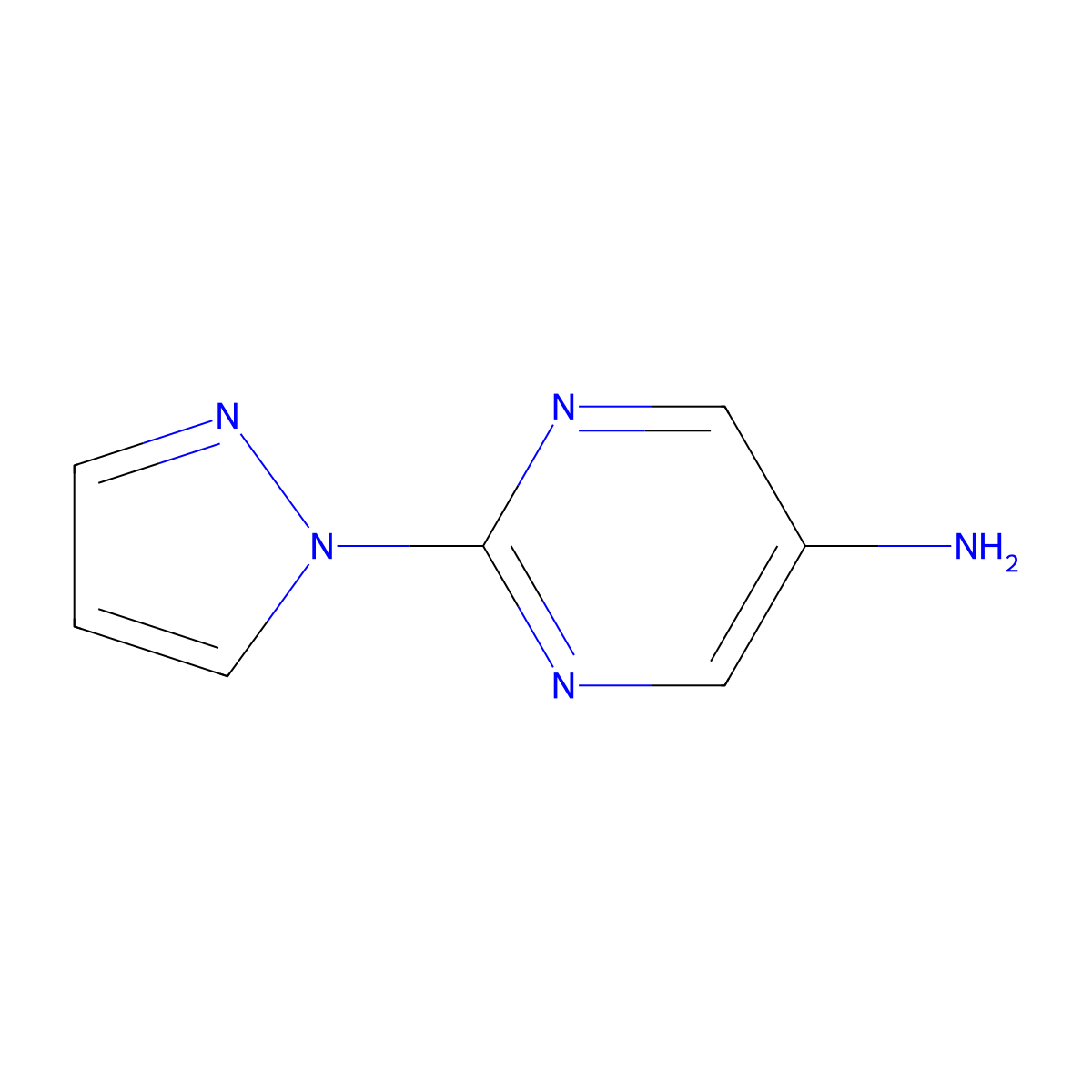 2-(1H-pyrazol-1-yl)pyrimidin-5-amine molecular structure, CAS 1211587-33-5