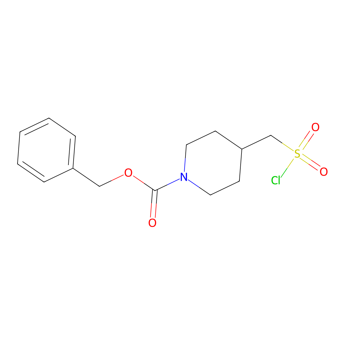Benzyl 4-((chlorosulfonyl)methyl)piperidine-1-carboxylate molecular structure, CAS 1211587-42-6