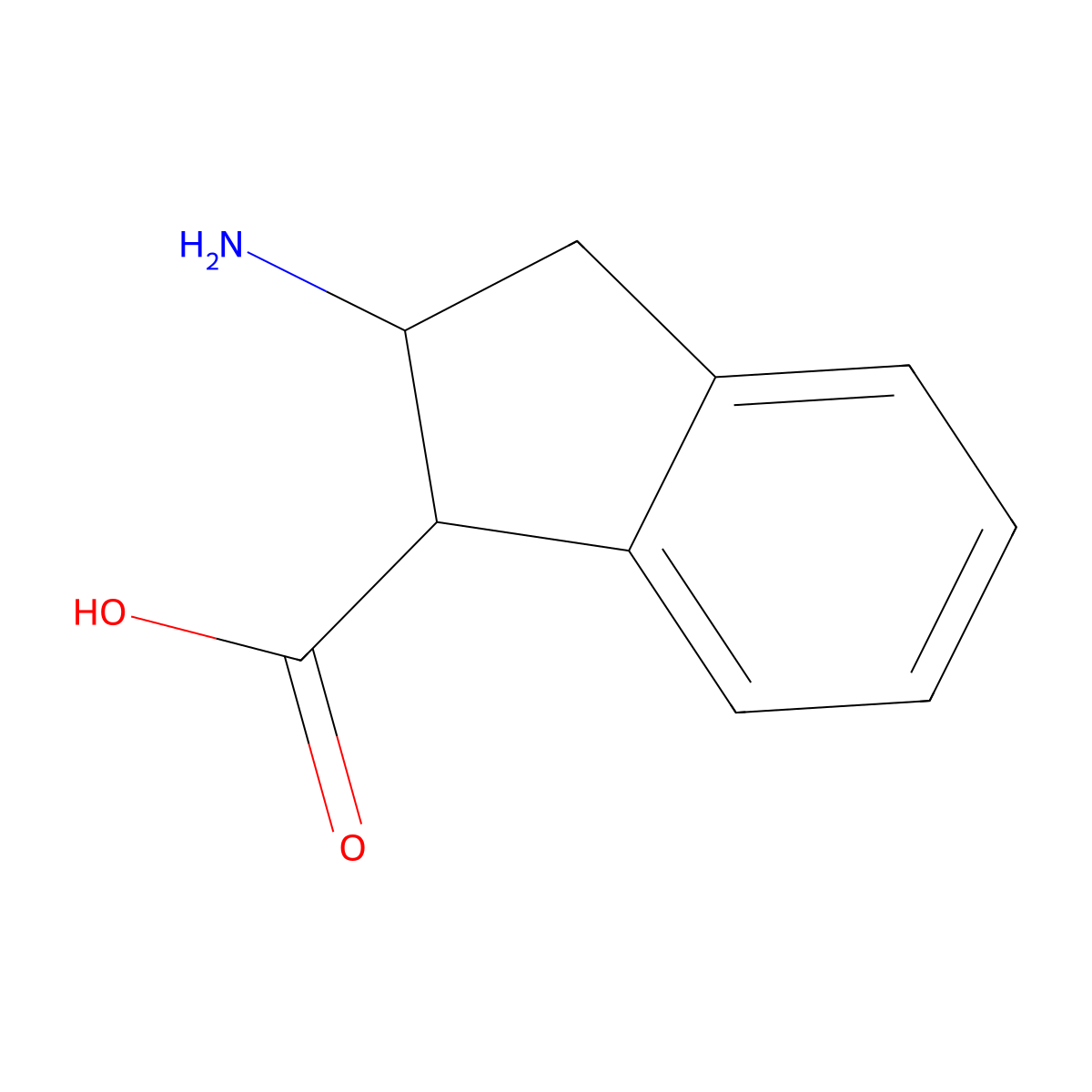 2-amino-2,3-dihydro-1H-indene-1-carboxylic acid molecular structure, CAS 1211587-77-7