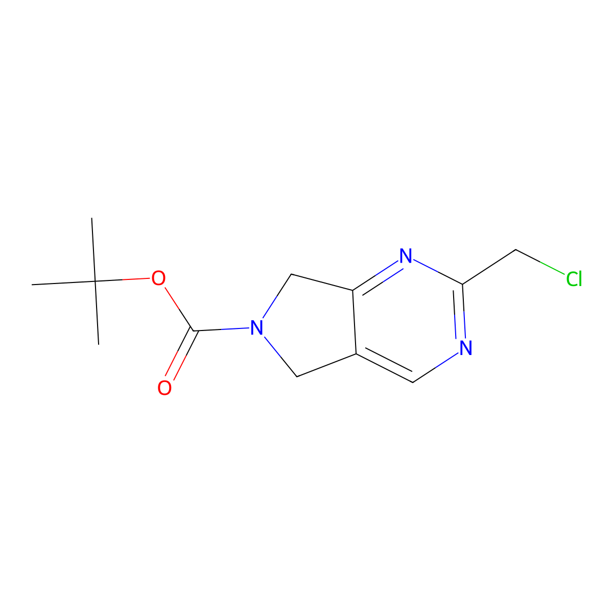 1,1-Dimethylethyl 2-(chloromethyl)-5,7-dihydro-6H-pyrrolo[3,4-d]pyrimidine-6-carboxylate molecular structure, CAS 1211587-97-1