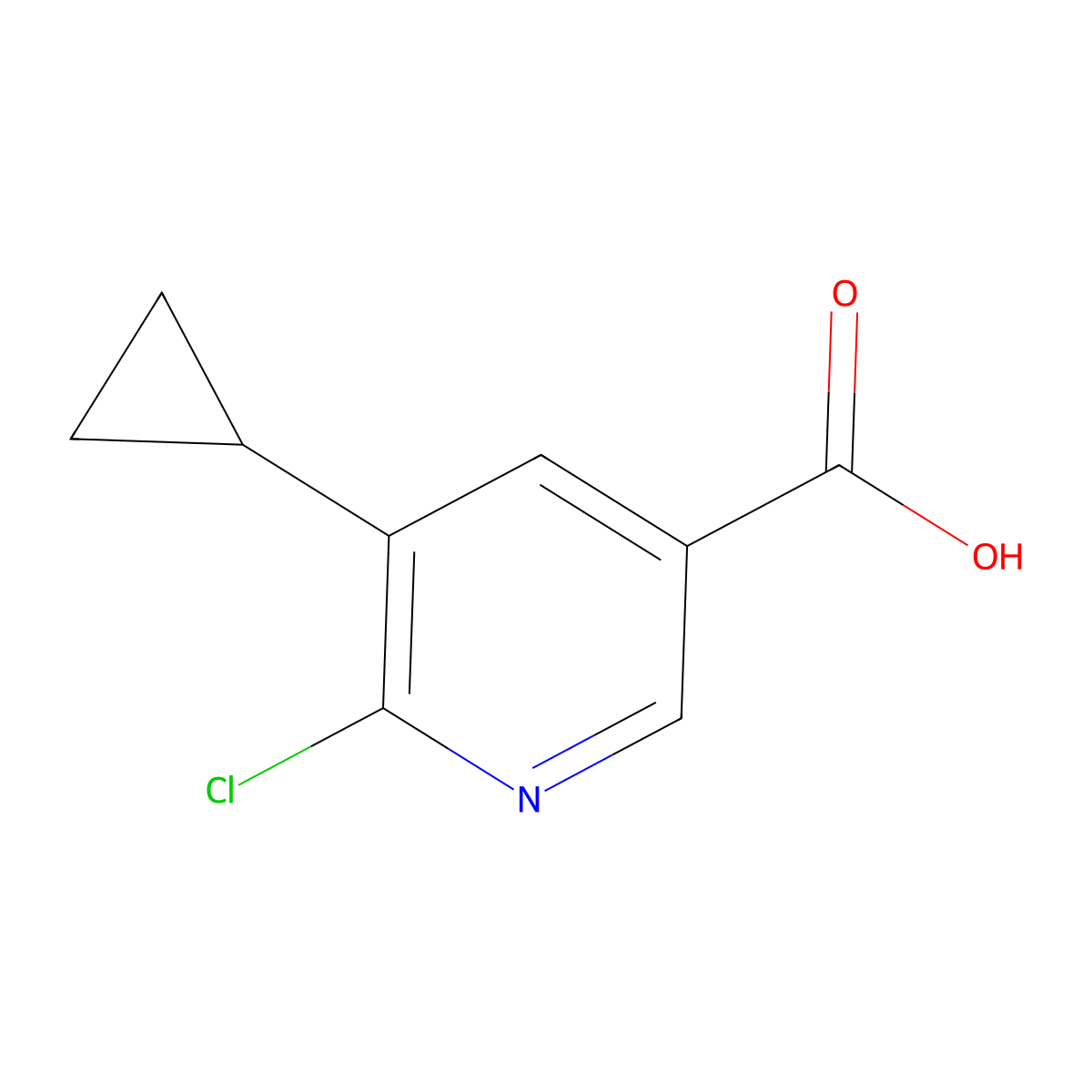 6-Chloro-5-cyclopropylpyridine-3-carboxylic acid molecular structure, CAS 1211588-13-4