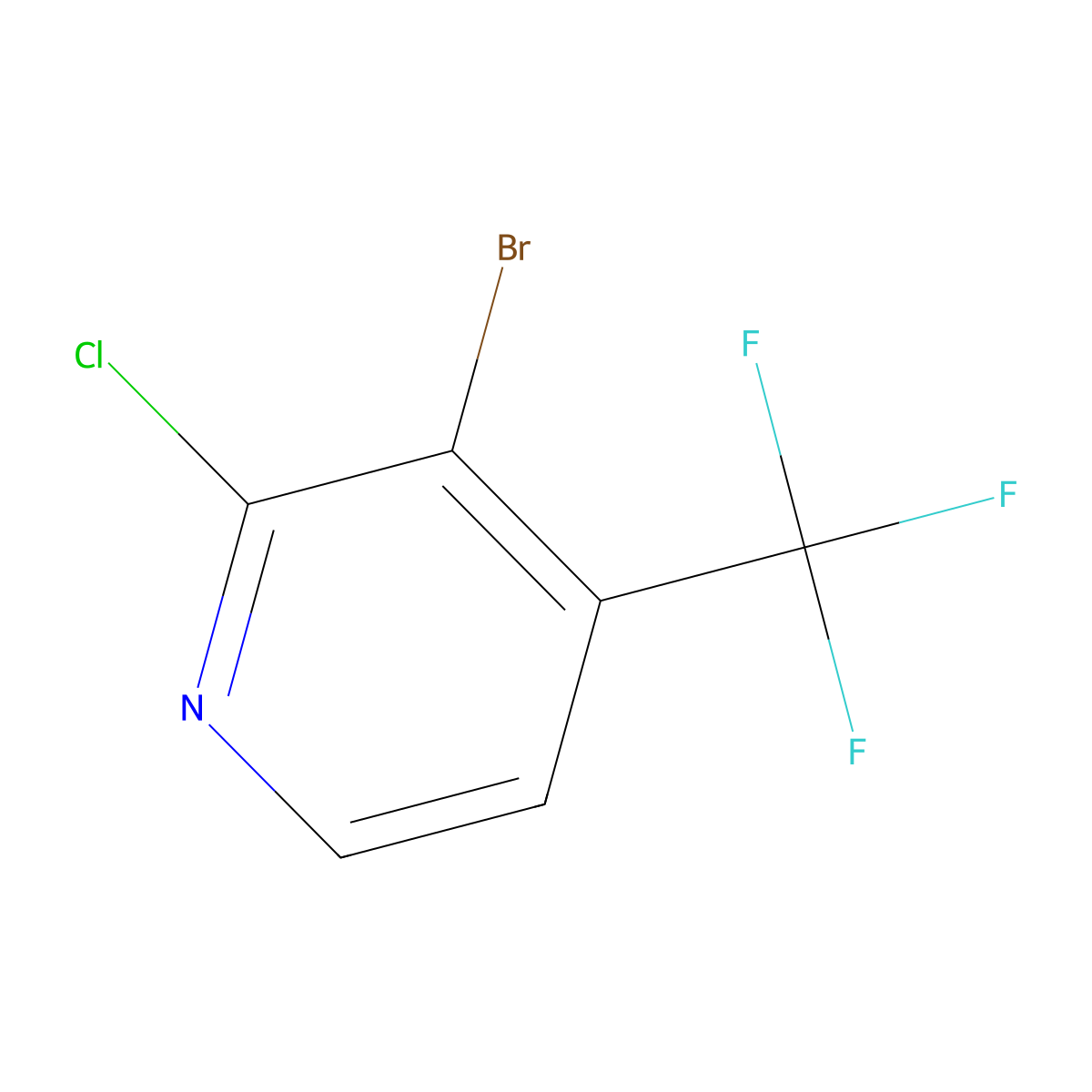 3-Bromo-2-chloro-4-(trifluoromethyl)pyridine molecular structure, CAS 1211588-39-4