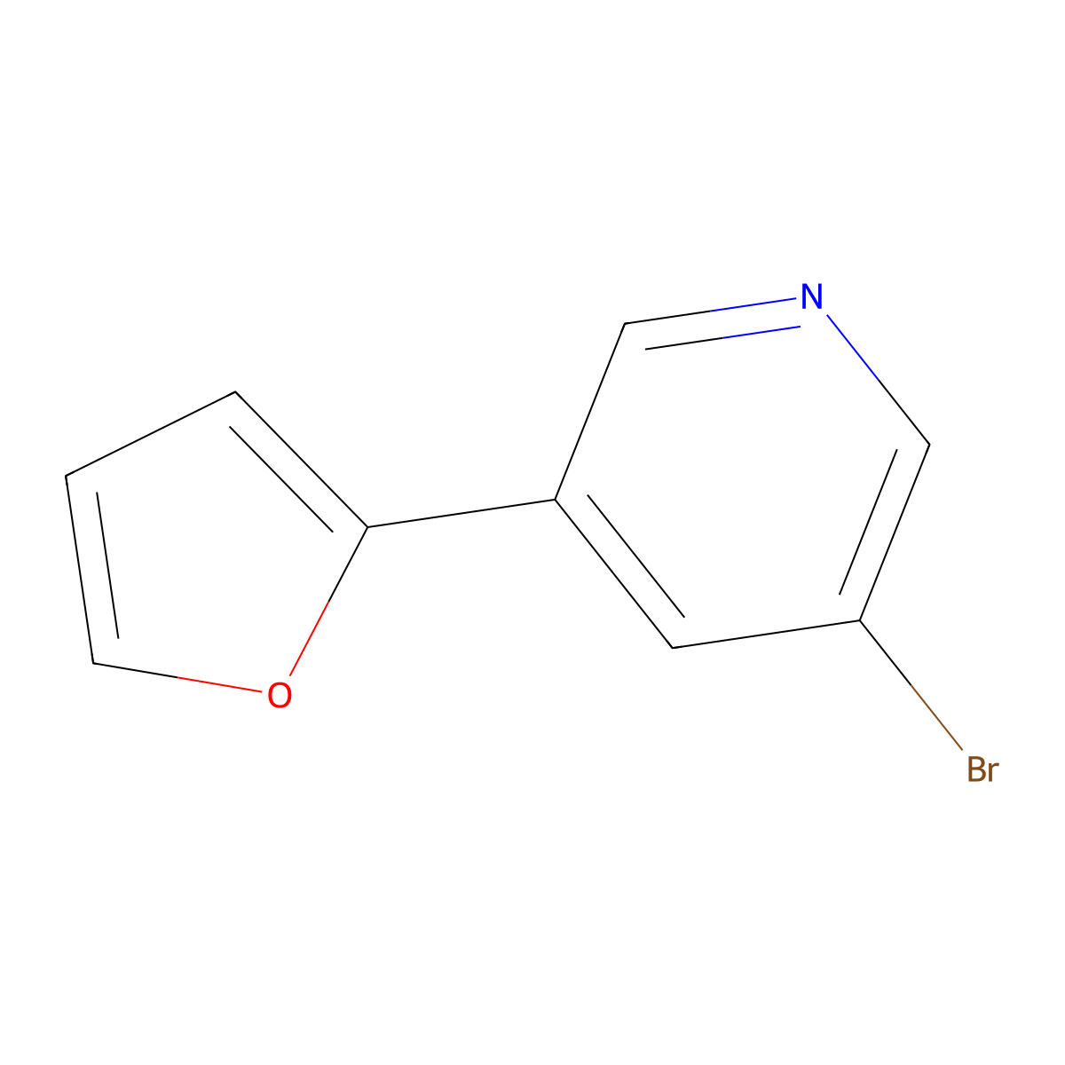 3-Bromo-5-(2-furanyl)pyridine molecular structure, CAS 1211588-87-2