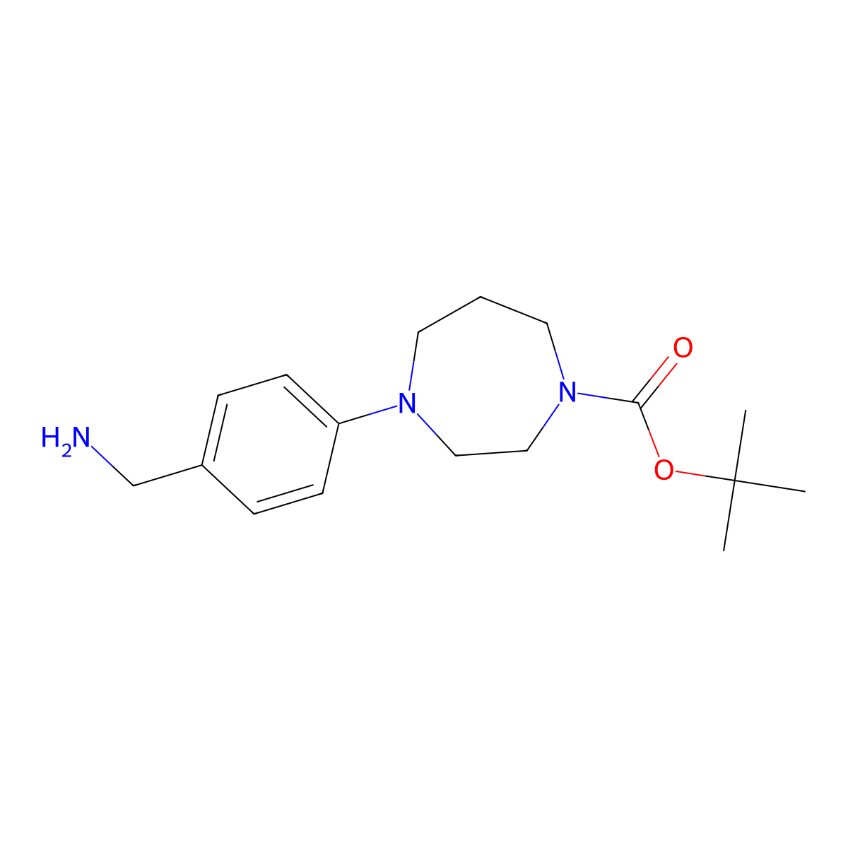 Tert-butyl 4-[4-(aminomethyl)phenyl]-1,4-diazepane-1-carboxylate molecular structure, CAS 1211588-88-3