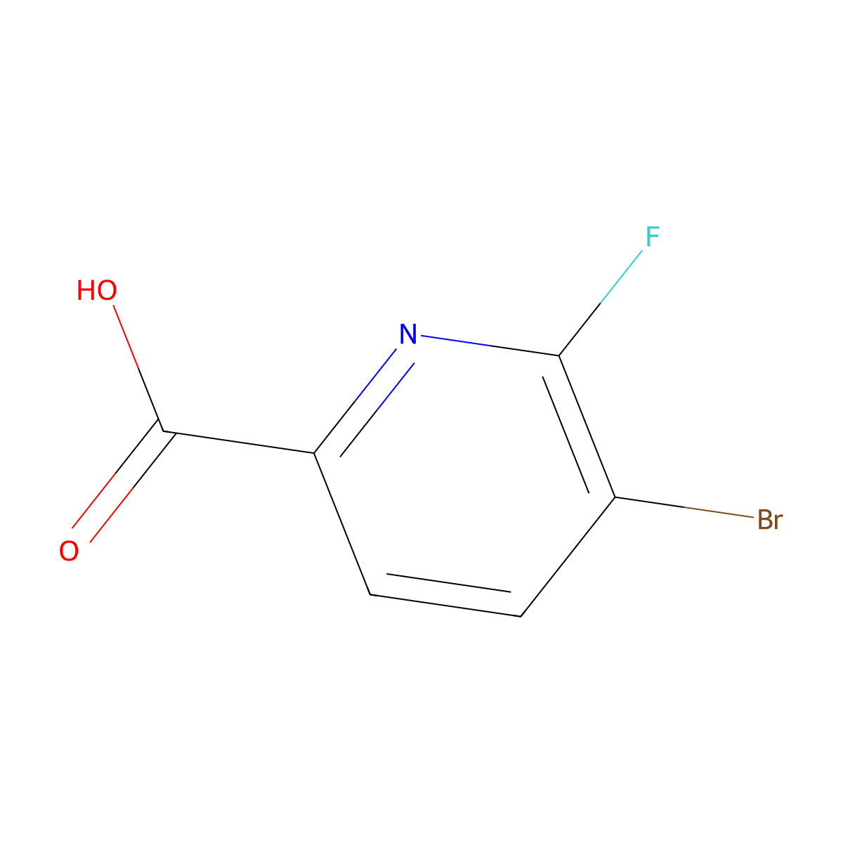 5-Bromo-6-fluoropyridine-2-carboxylic acid molecular structure, CAS 1211588-89-4