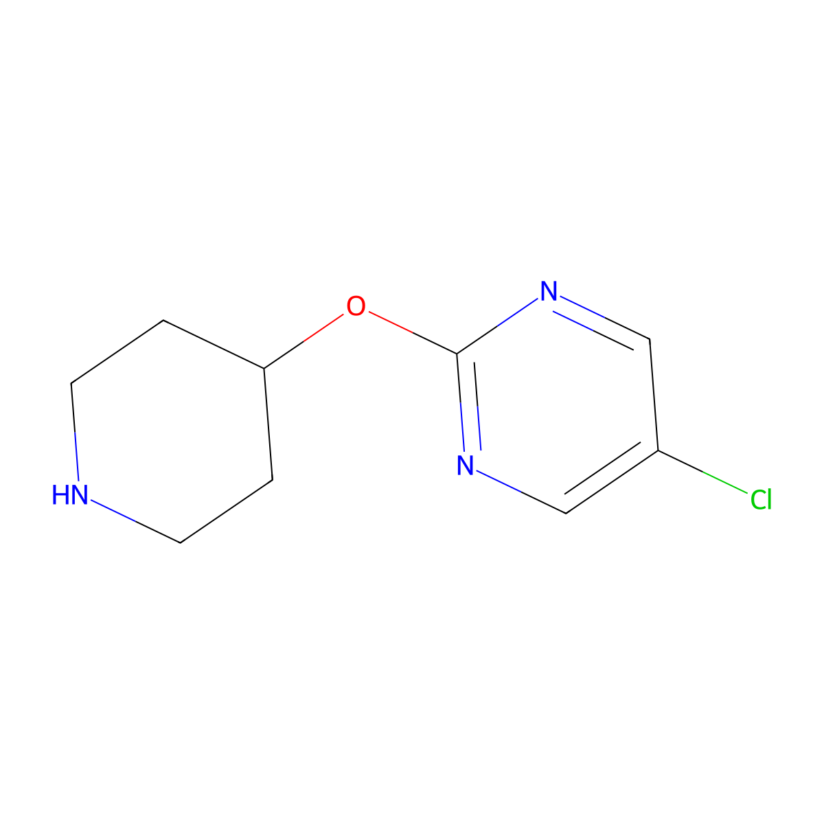 5-Chloro-2-(piperidin-4-yloxy)pyrimidine molecular structure, CAS 1211588-93-0