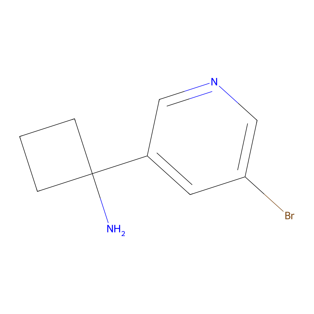 1-(5-Bromopyridin-3-yl)cyclobutan-1-amine molecular structure, CAS 1211589-15-9