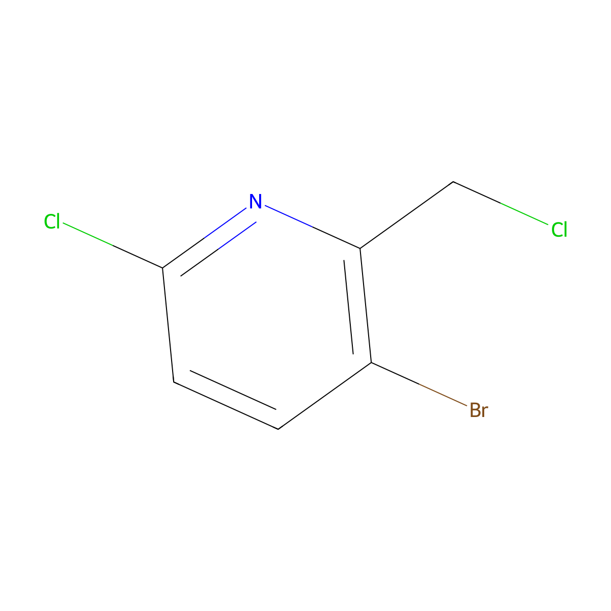 3-Bromo-6-chloro-2-(chloromethyl)pyridine molecular structure, CAS 1211589-21-7