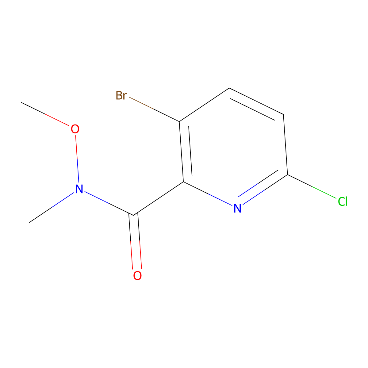 3-Bromo-6-chloro-N-methoxy-N-methylpicolinamide molecular structure, CAS 1211589-38-6