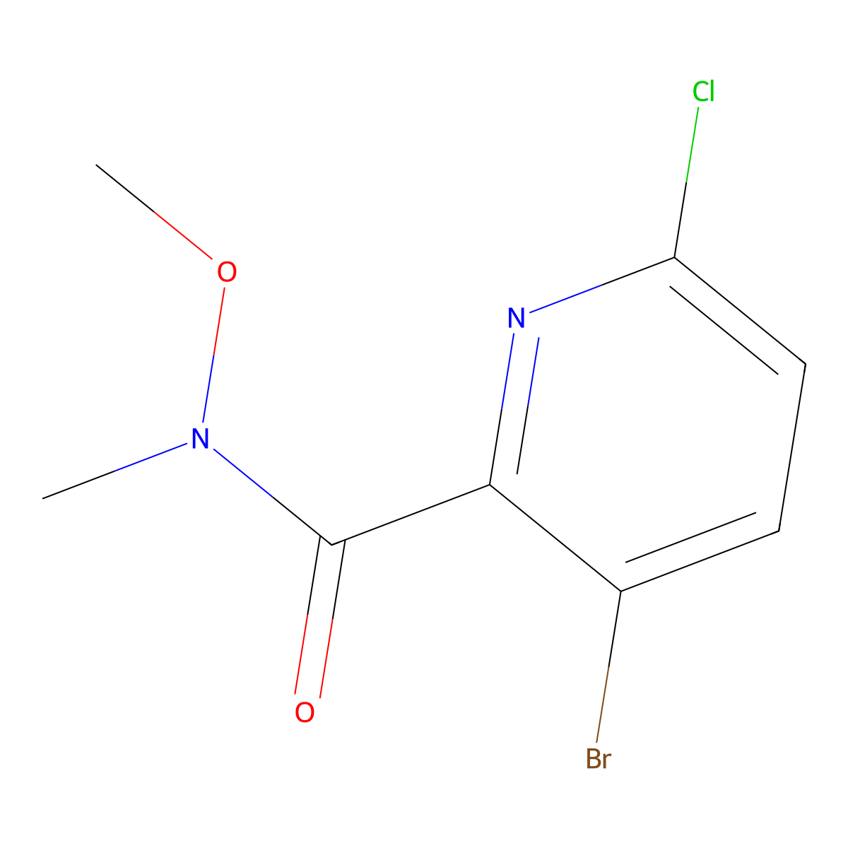 3-Bromo-6-chloro-N-methoxy-N-methylpicolinamide molecular structure, CAS 1211589-38-6