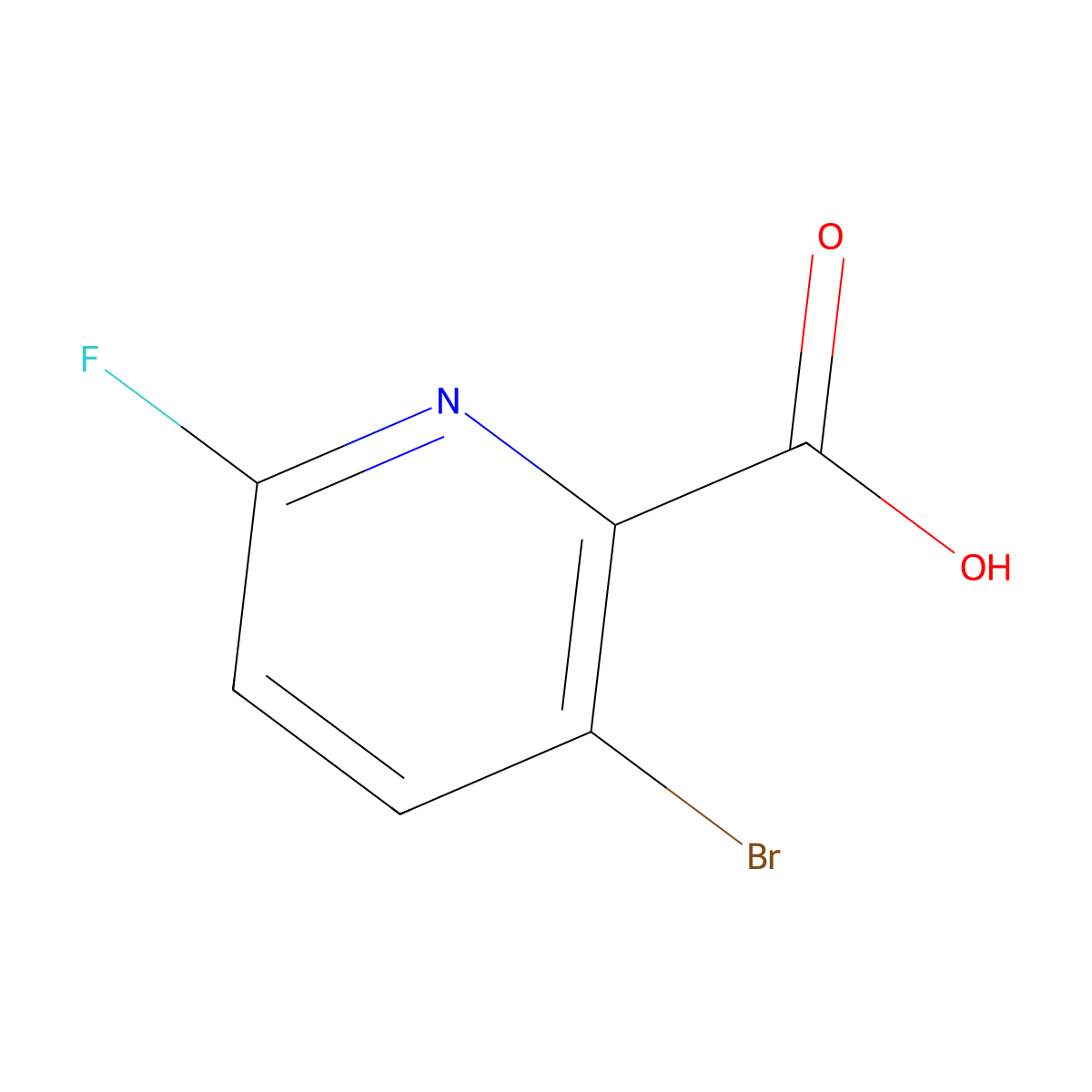 3-Bromo-6-fluoropyridine-2-carboxylic acid molecular structure, CAS 1211589-43-3