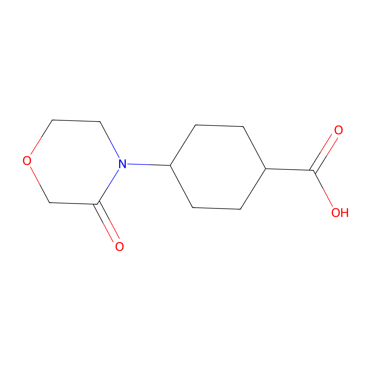 4-(3-Oxo-morpholin-4-yl)-cyclohexanecarboxylic acid molecular structure, CAS 1211589-59-1