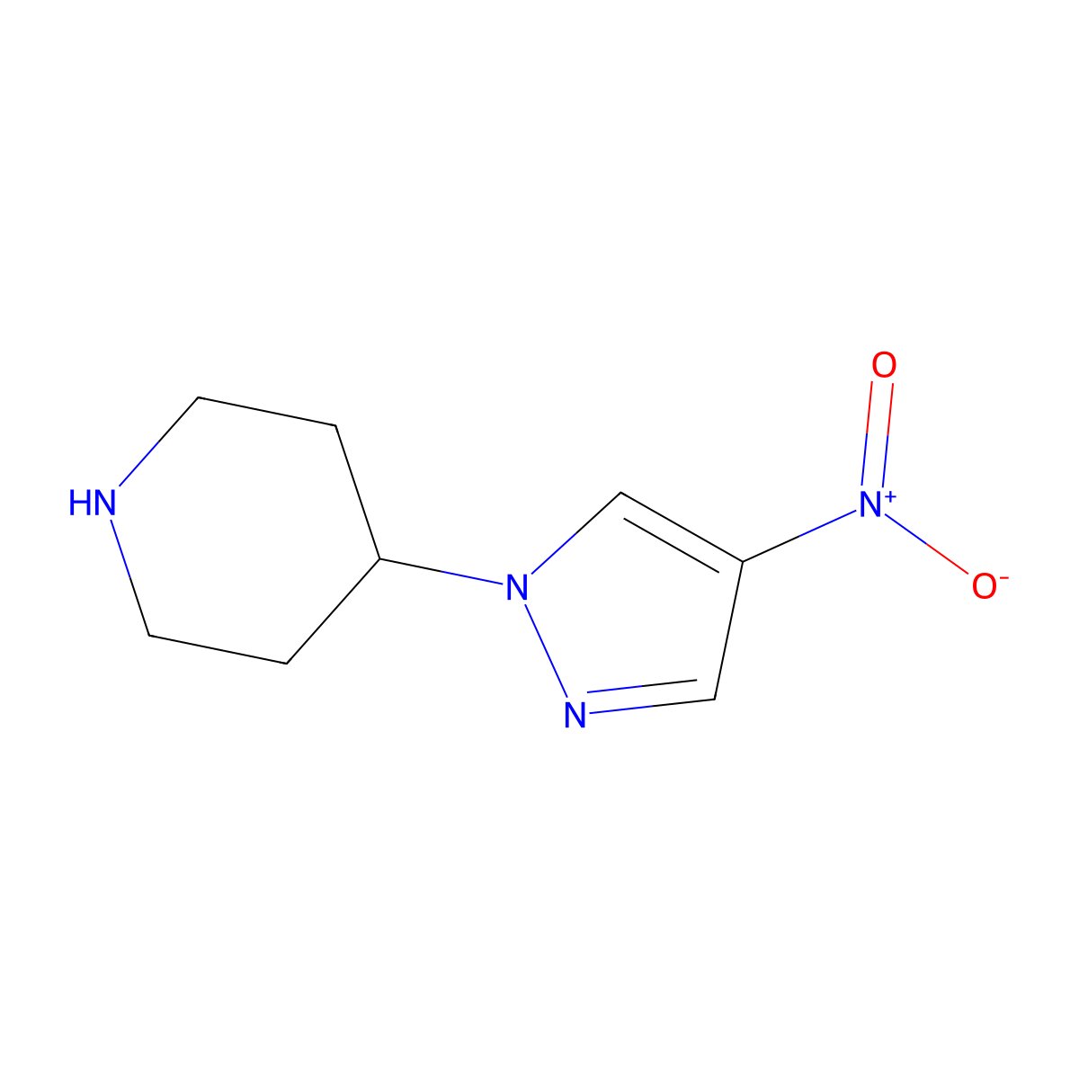 4-(4-Nitro-1H-pyrazol-1-yl)piperidine molecular structure, CAS 1211589-62-6