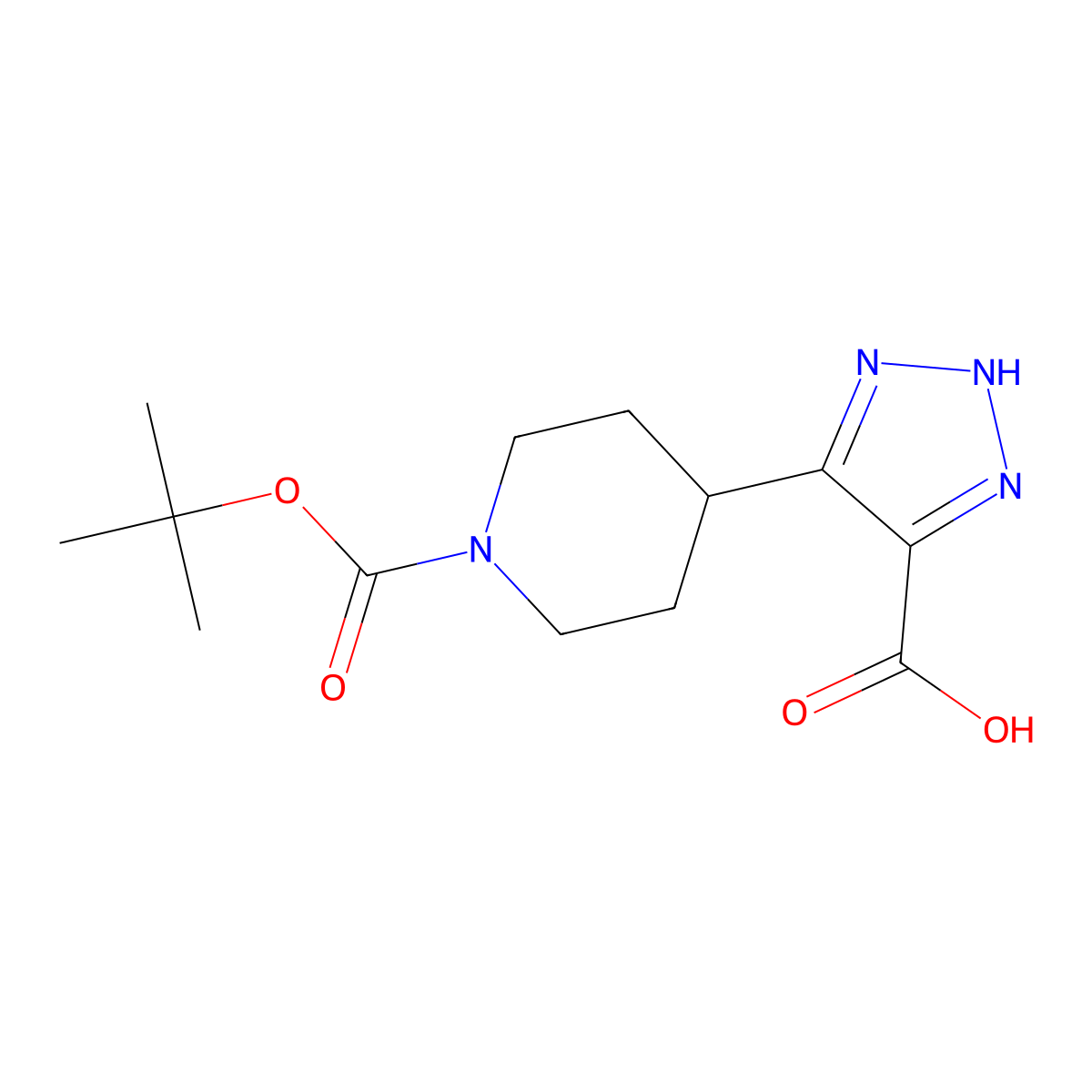 5-{1-[(tert-butoxy)carbonyl]piperidin-4-yl}-1H-1,2,3-triazole-4-carboxylic acid molecular structure, CAS 1211590-14-5