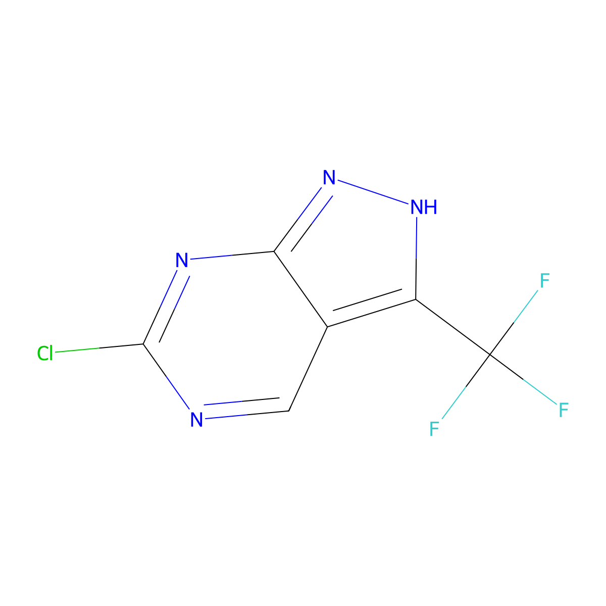6-Chloro-3-(trifluoromethyl)-1H-pyrazolo[3,4-d]pyrimidine molecular structure, CAS 1211590-25-8