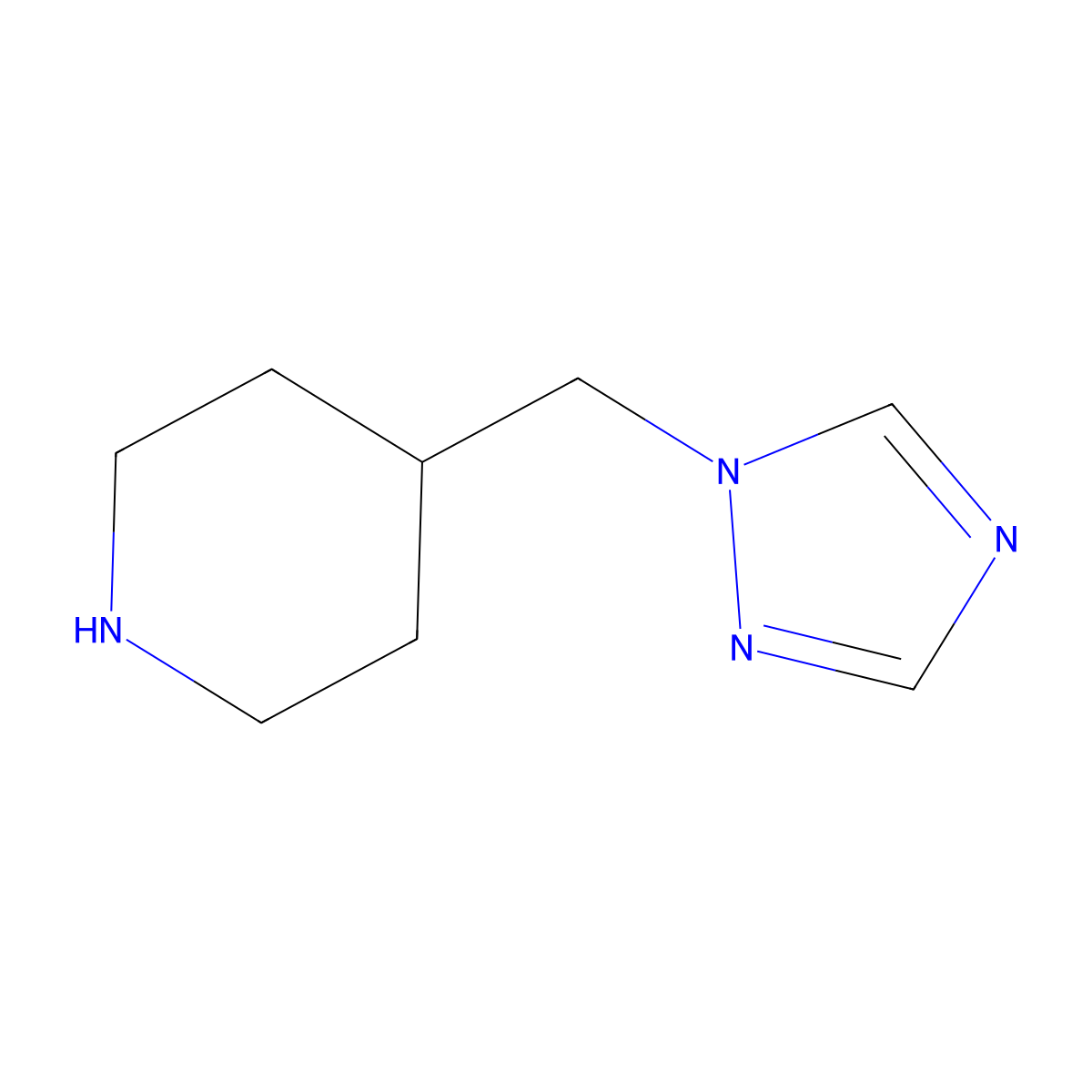 4-(1H-1,2,4-triazol-1-ylmethyl)piperidine molecular structure, CAS 1211590-58-7